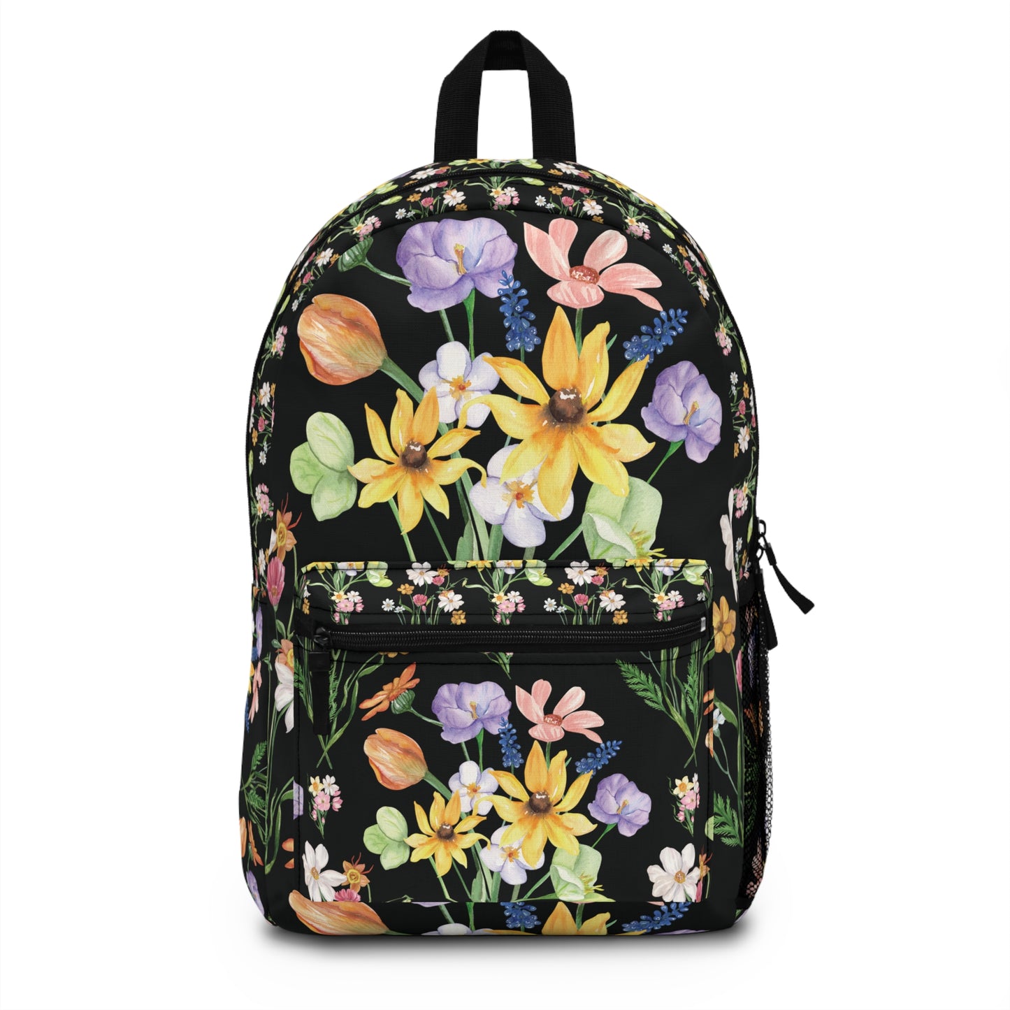 Yvonne Floral Pattern on Black Backpack