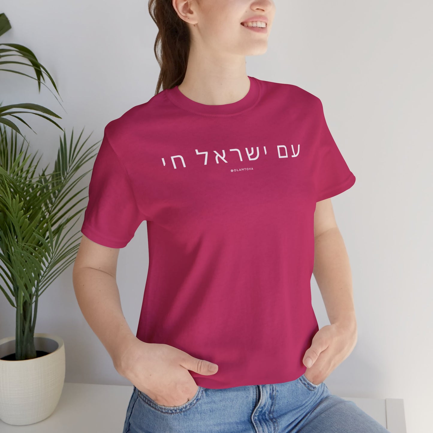 Hebrew Am Yisrael Chai White Unisex Jersey Short Sleeve Tee