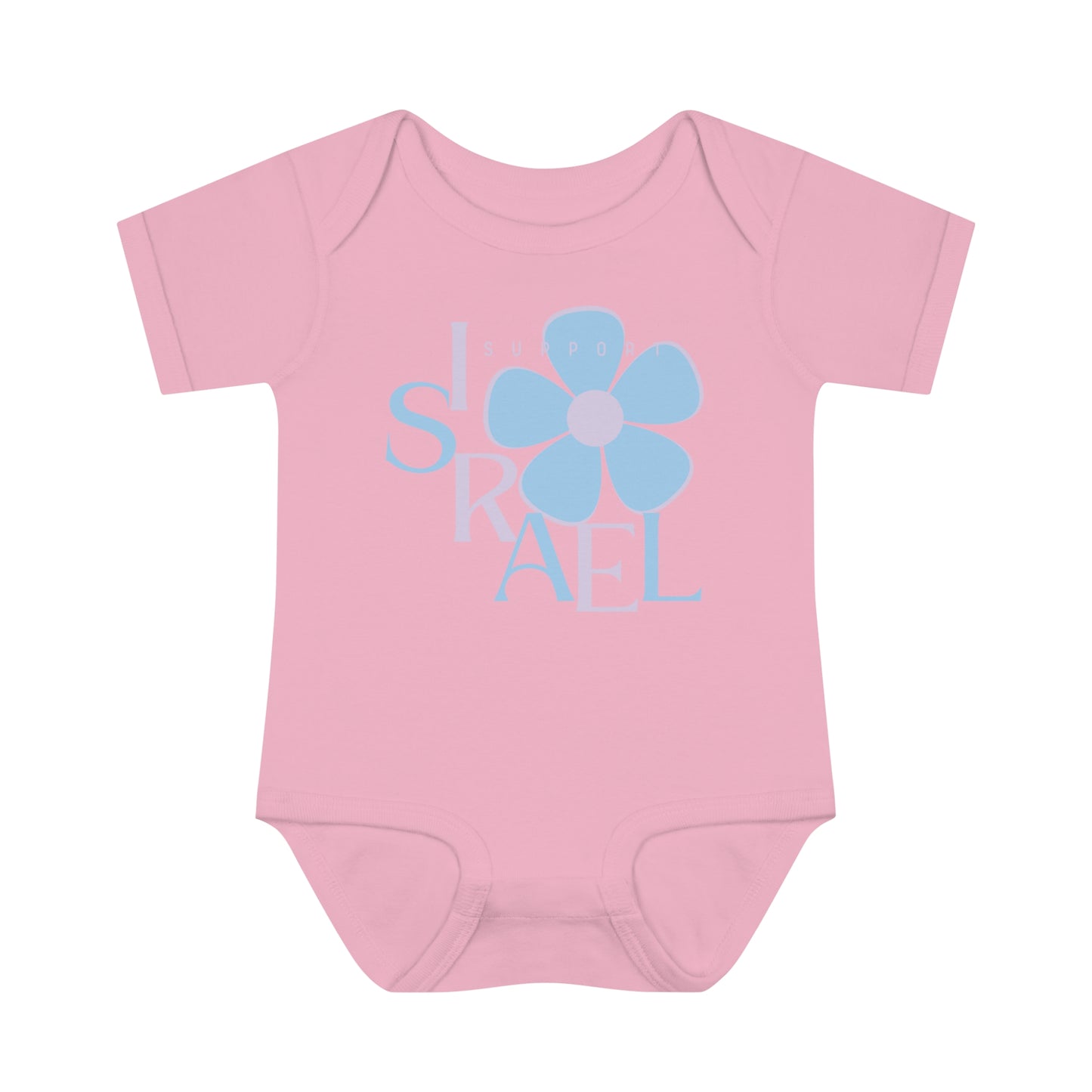 Isa Lilac & Blue Support Israel Flower Infant Baby Rib Bodysuit