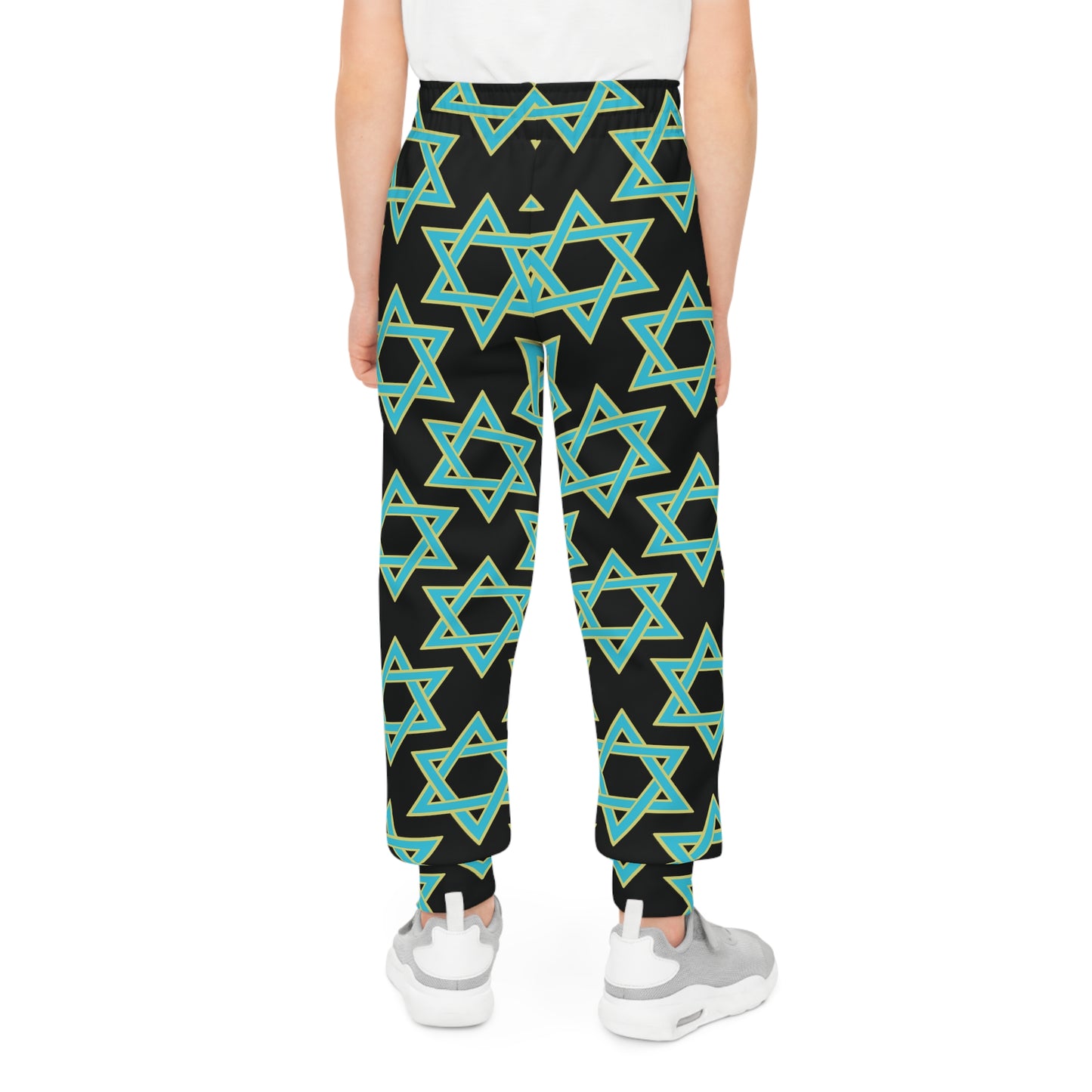 Akira Turquoise & Green Magan David on Black Youth Joggers