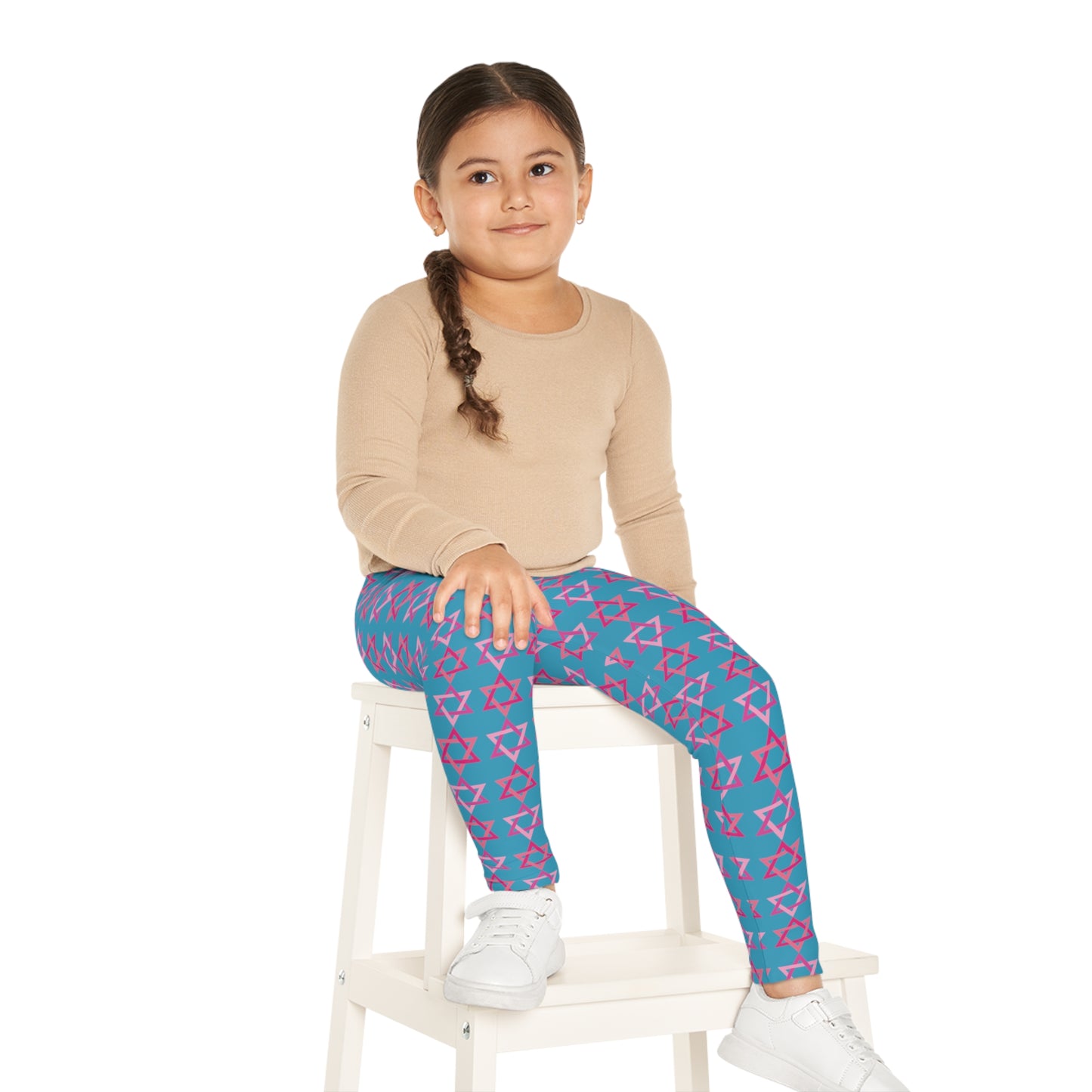 David Pinks Magan David Pattern on Turquoise Kids Leggings