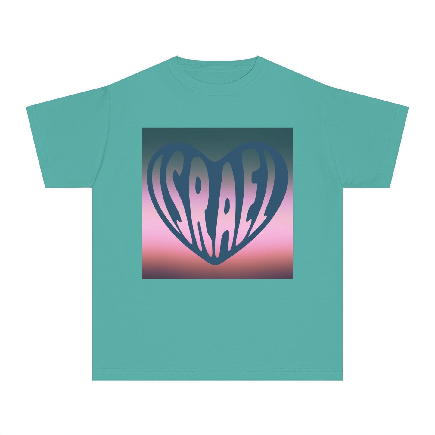 Joseph Israel Heart Forrest Green & Pale Pink Square Youth Midweight Tee