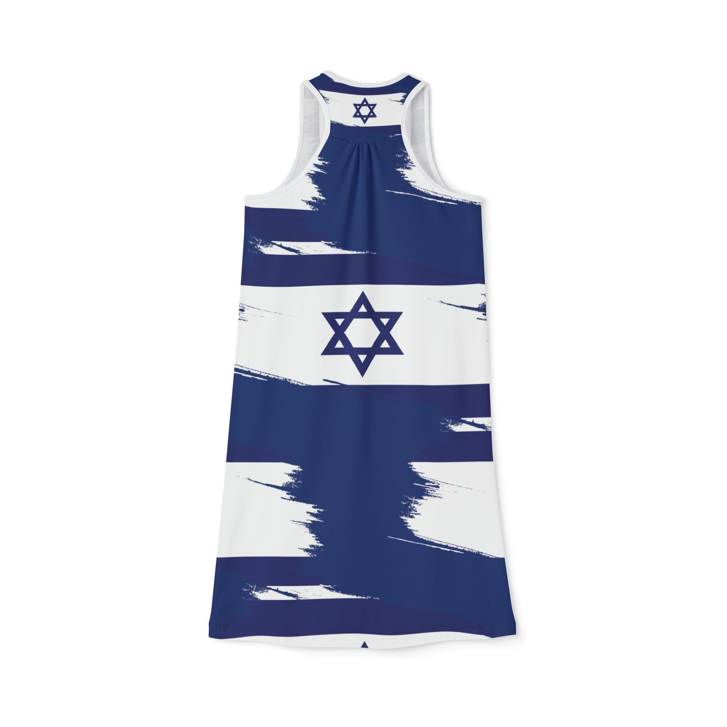 Ilay Larger Israel Flag Large Patten on Blue Women's Racerback Dress