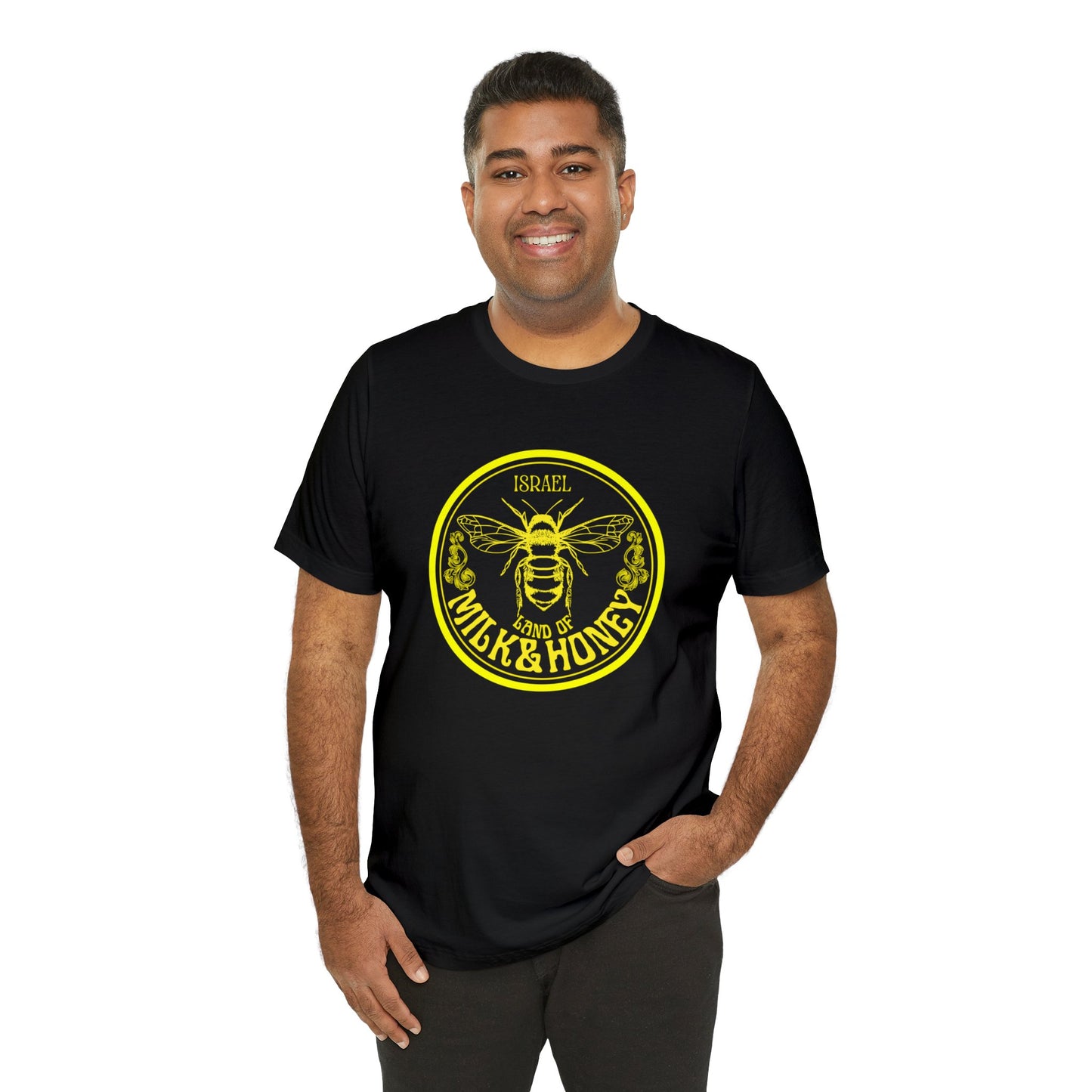 Israel Yellow Milk & Honey Badge Unisex Jersey Short Sleeve Tee