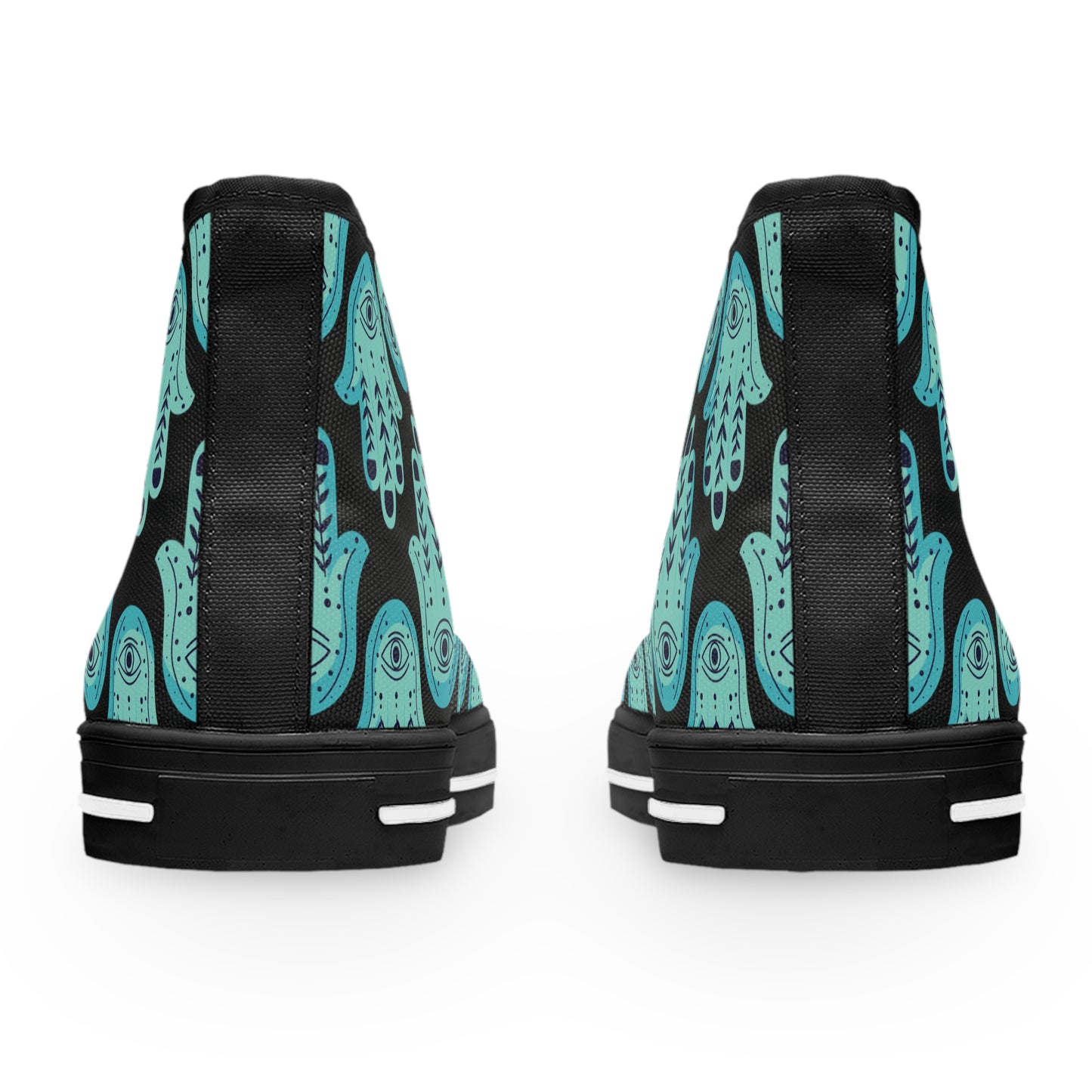 Hannah Bright Turquoise Hamsa Pattern Women's High Top Sneakers