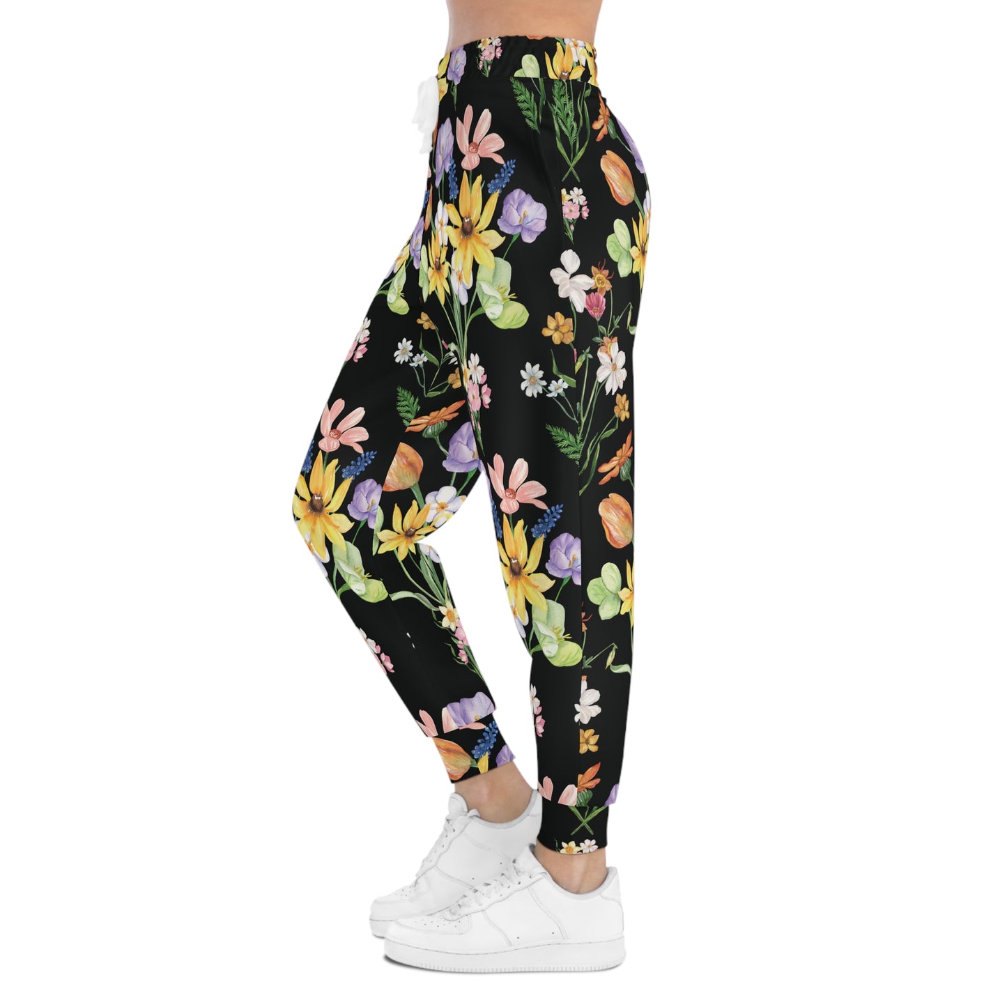 Yvonne Floral Pattern on Black Athletic Joggers