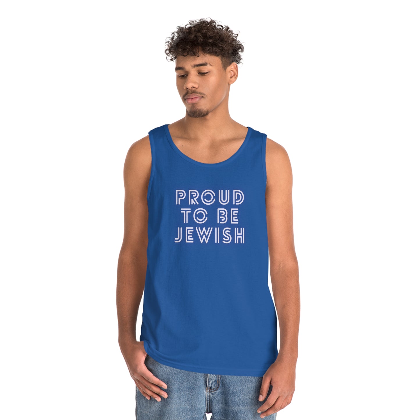 Proud To Be Jewish Blue & White Bubbles Unisex Heavy Cotton Tank Top