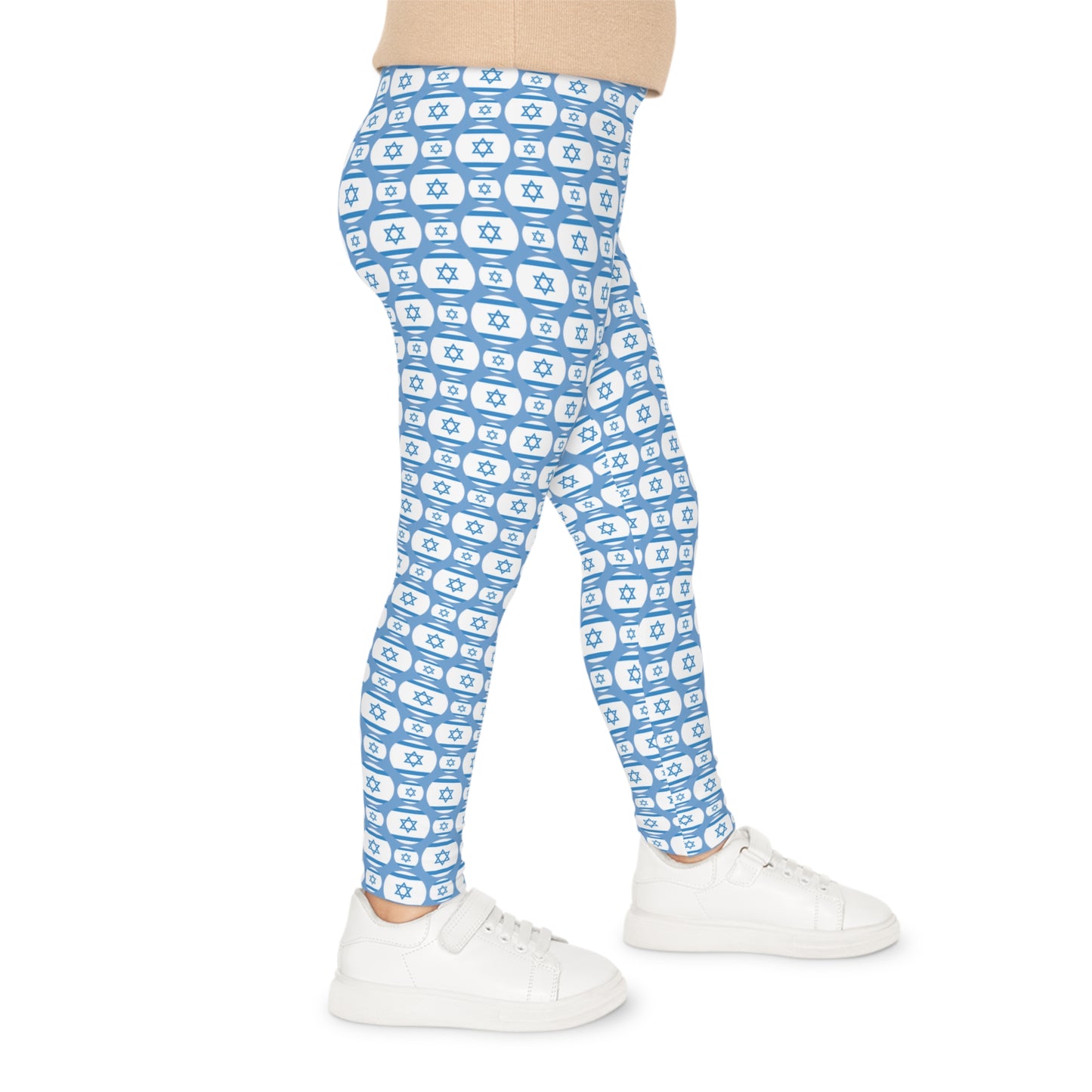 Ilan Israel Flag Pattern on Light Blue Kids Leggings