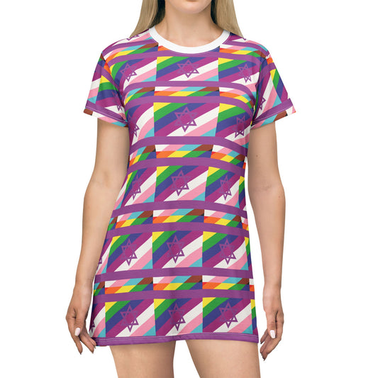 Hot Pink Pride Pattern T-Shirt Dress