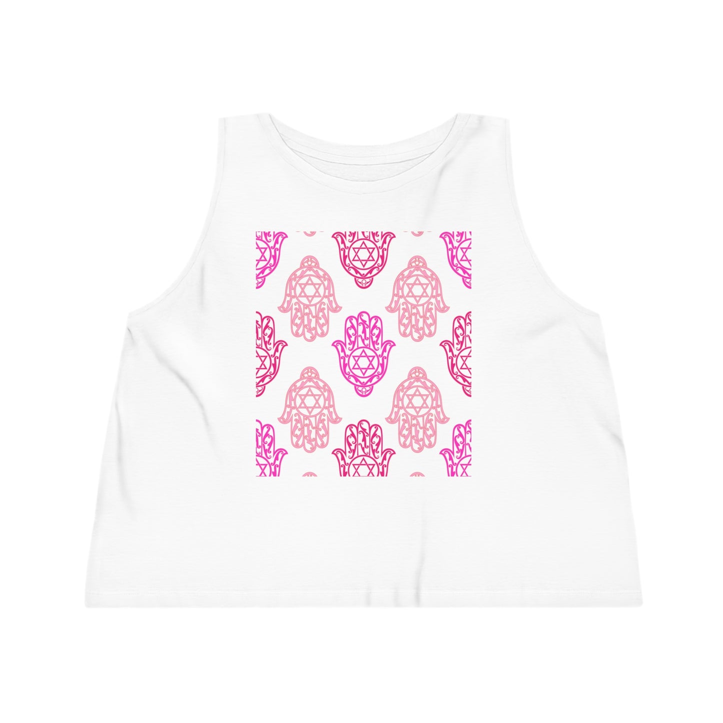 Hadar Pinks Hamsa Design Women's Dancer Cropped Tank Top