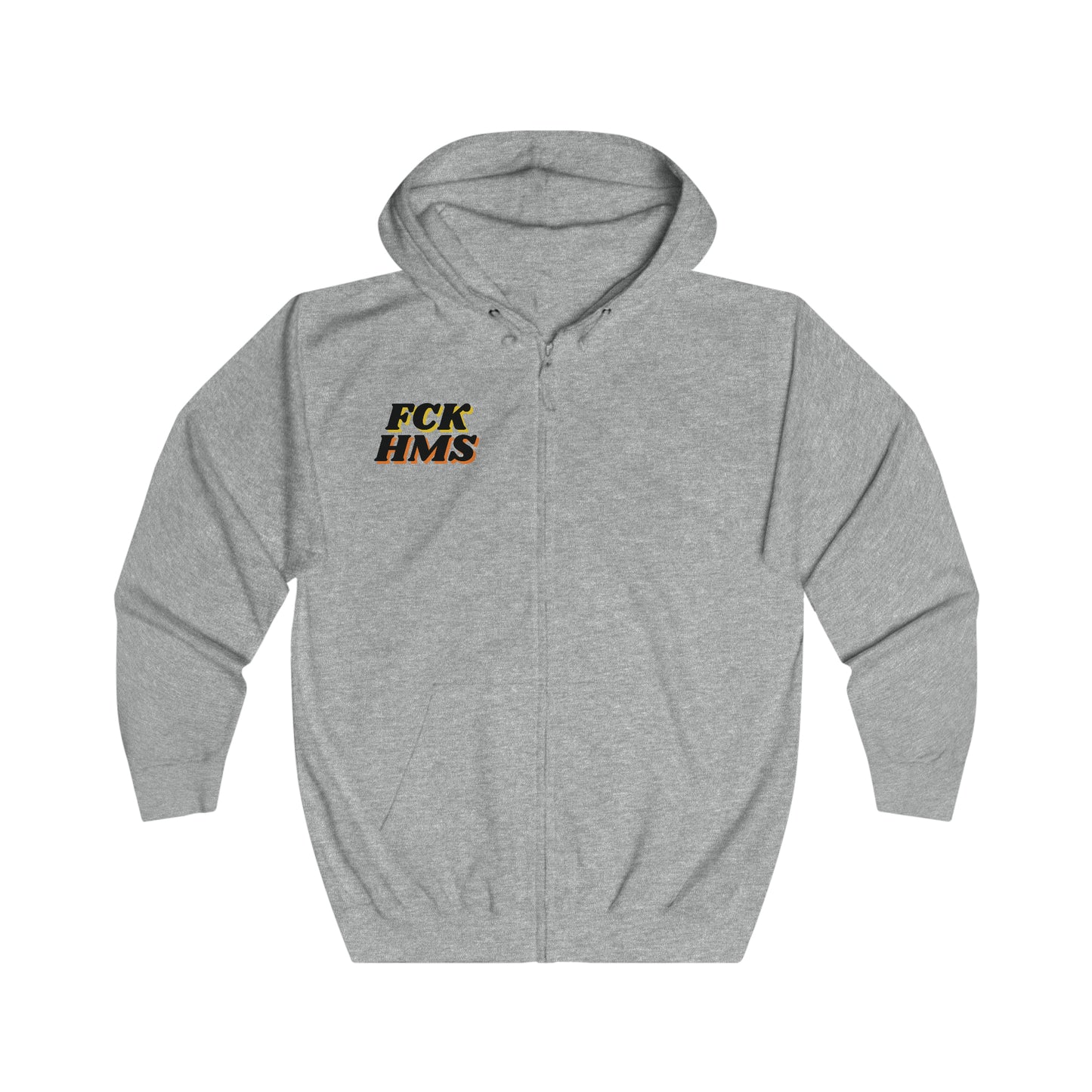 FCK HMS Black & Yellow & Orange Unisex Full Zip Hoodie