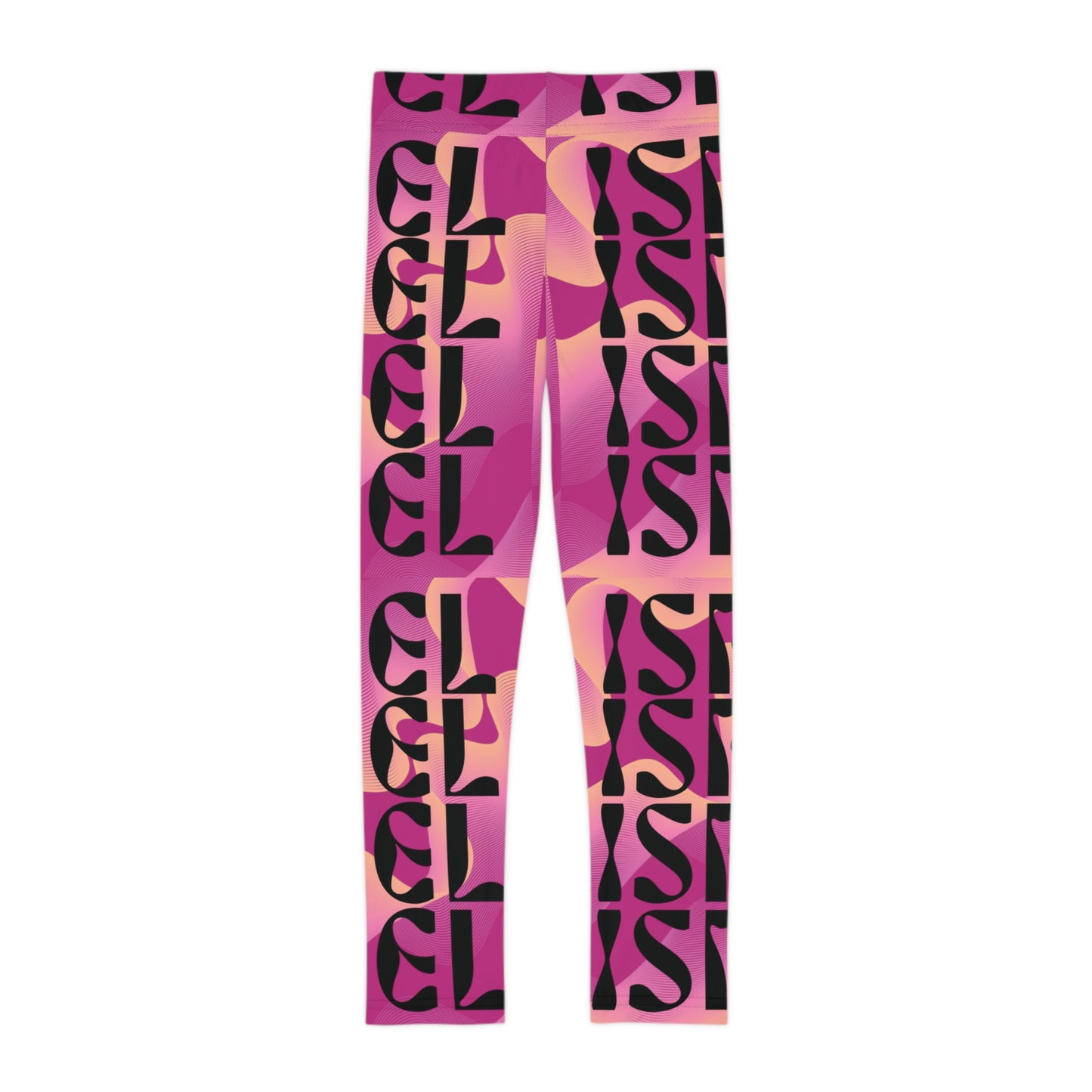 Flow & Squiggle Israel Pink & Coral on Hot Pink Kids Leggings