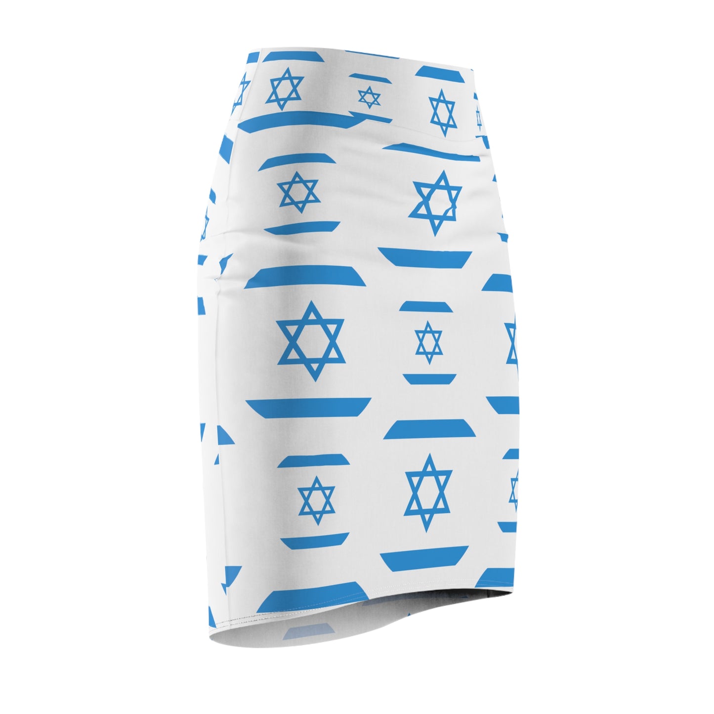 Ilan Israel Flag Pattern on White Women's Pencil Skirt