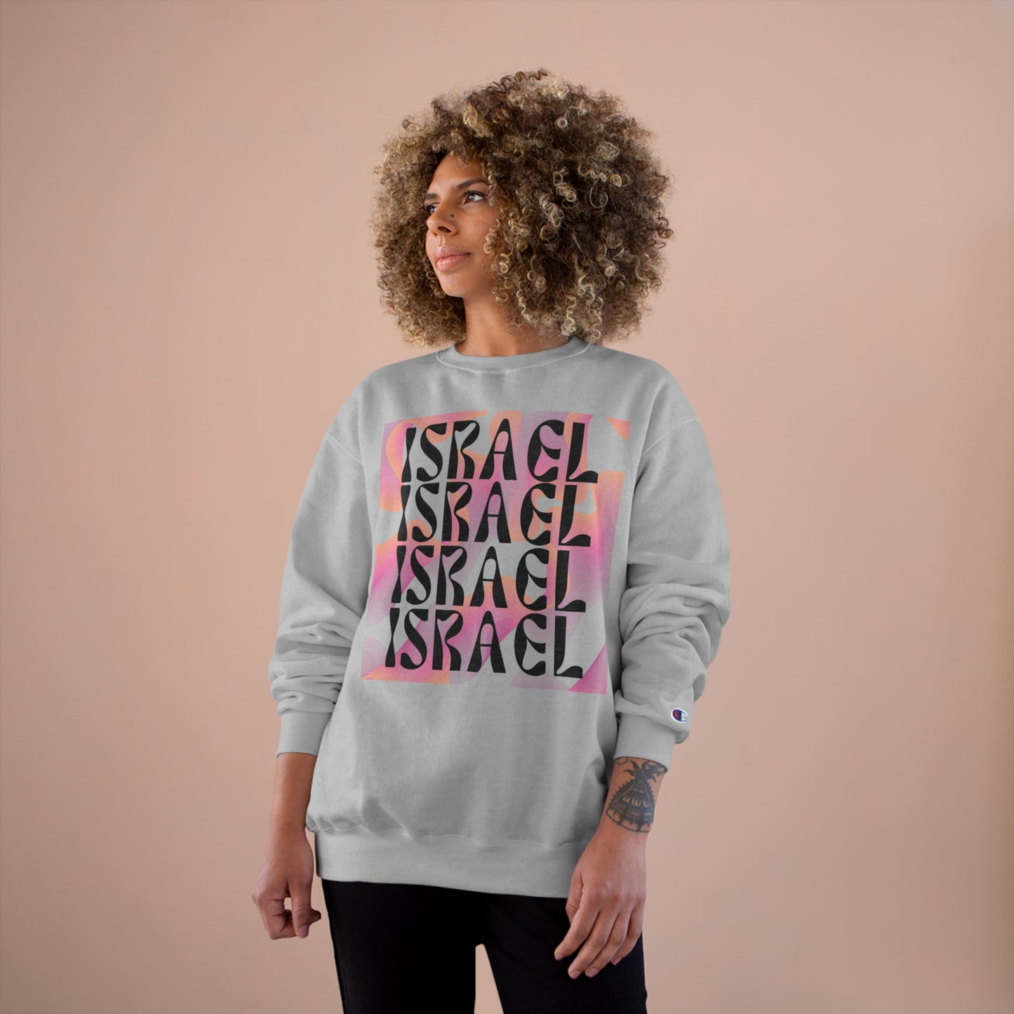 Flow & Squiggle Israel Pink & Coral Square Champion Sweatshirt