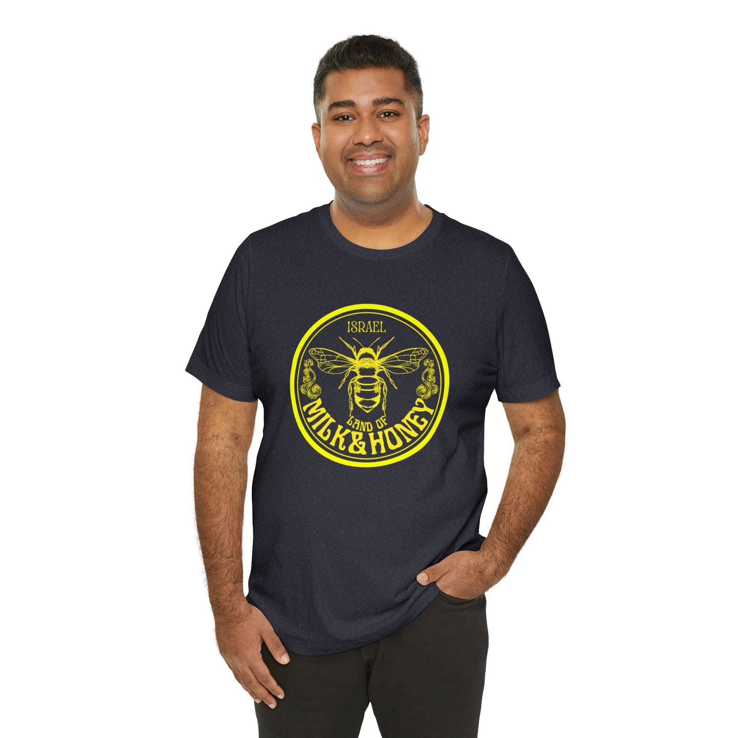 Israel Yellow Milk & Honey Badge Unisex Jersey Short Sleeve Tee