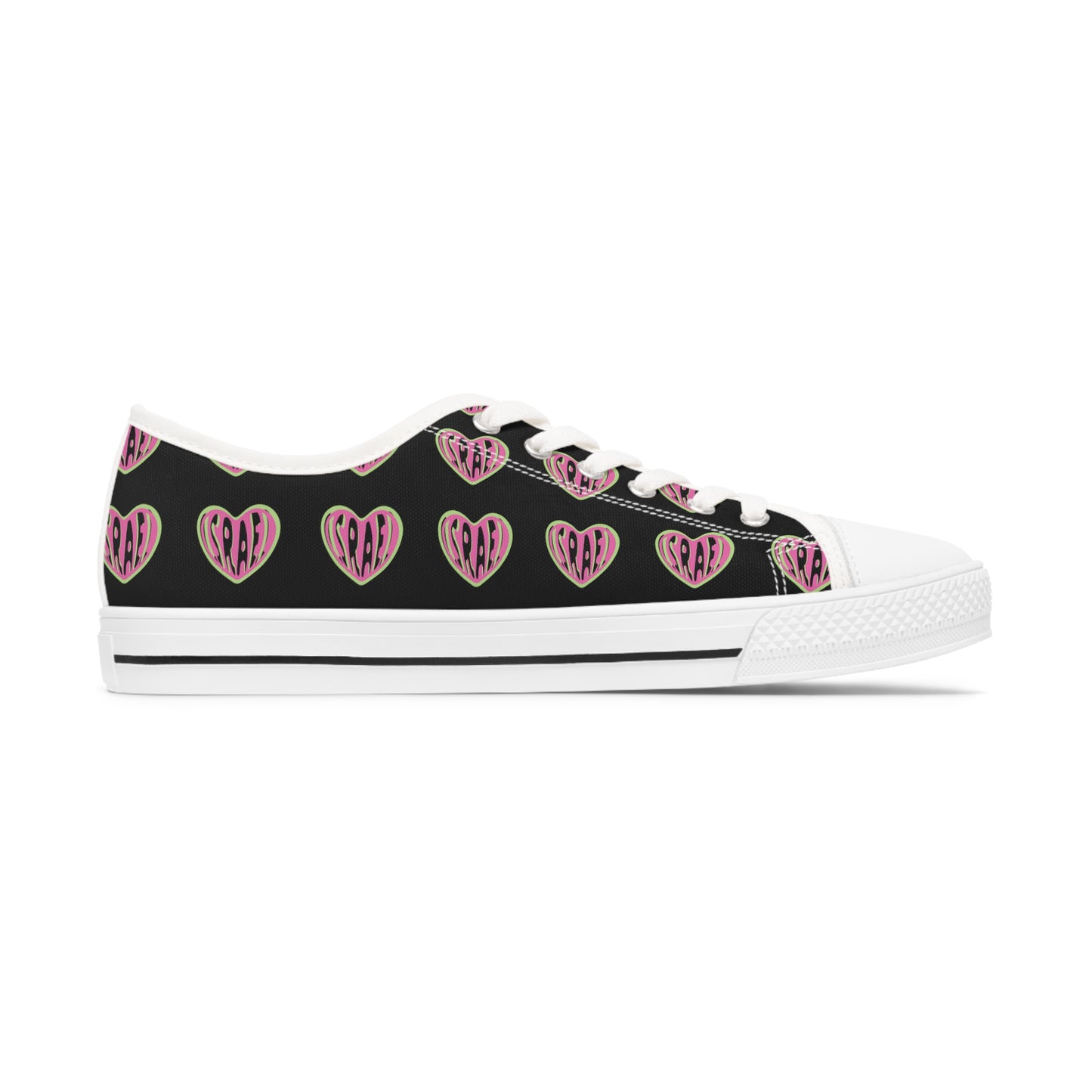 Ilana Pink & Green Israel Heart Black or White Women's Low Top Sneakers