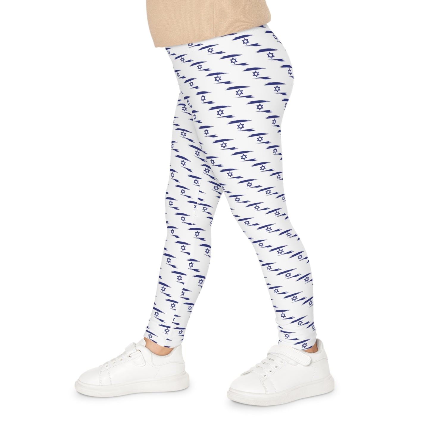 Ilay Israel Flag Pattern on White Kids Leggings