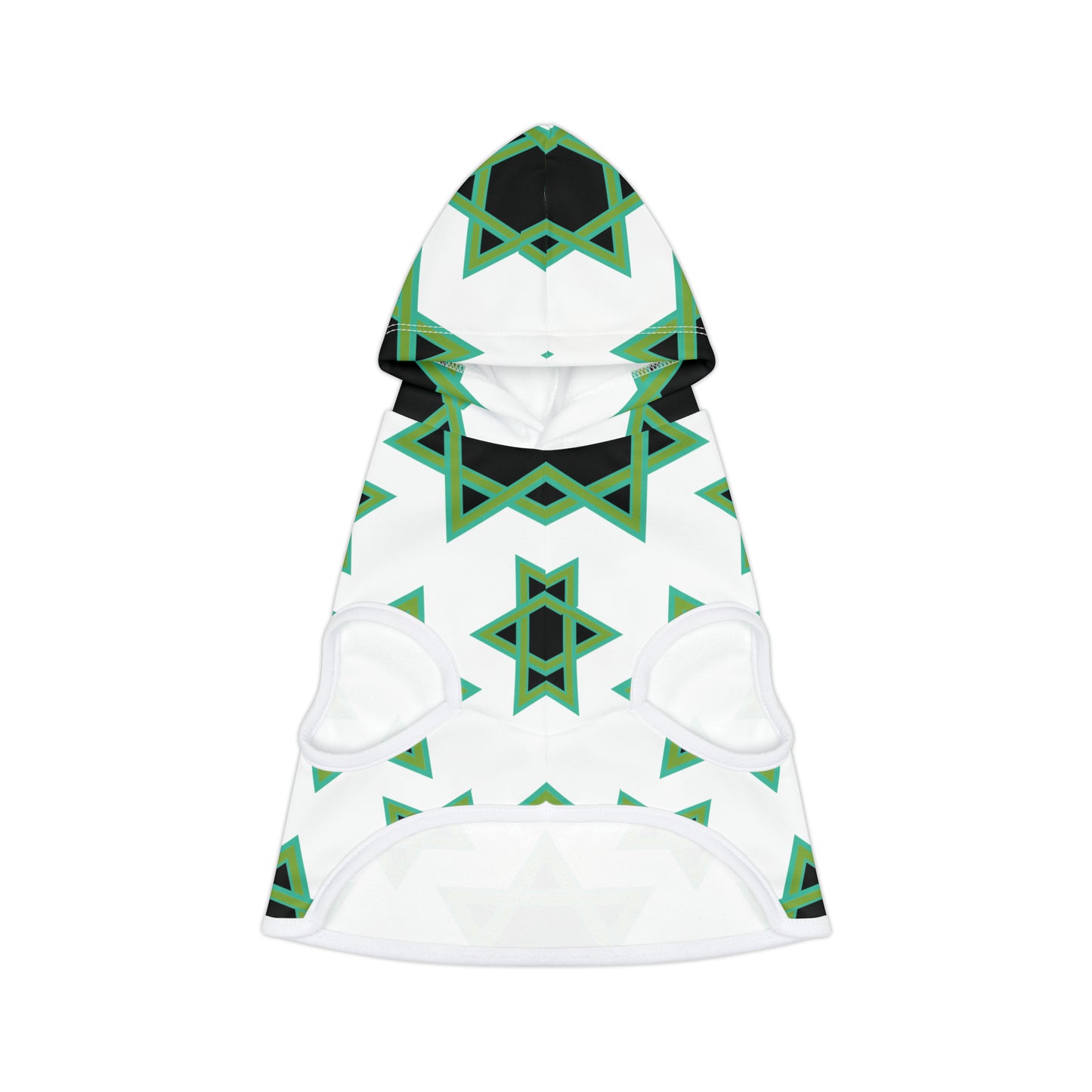 Magan Green David Pattern on White Pet Hoodie