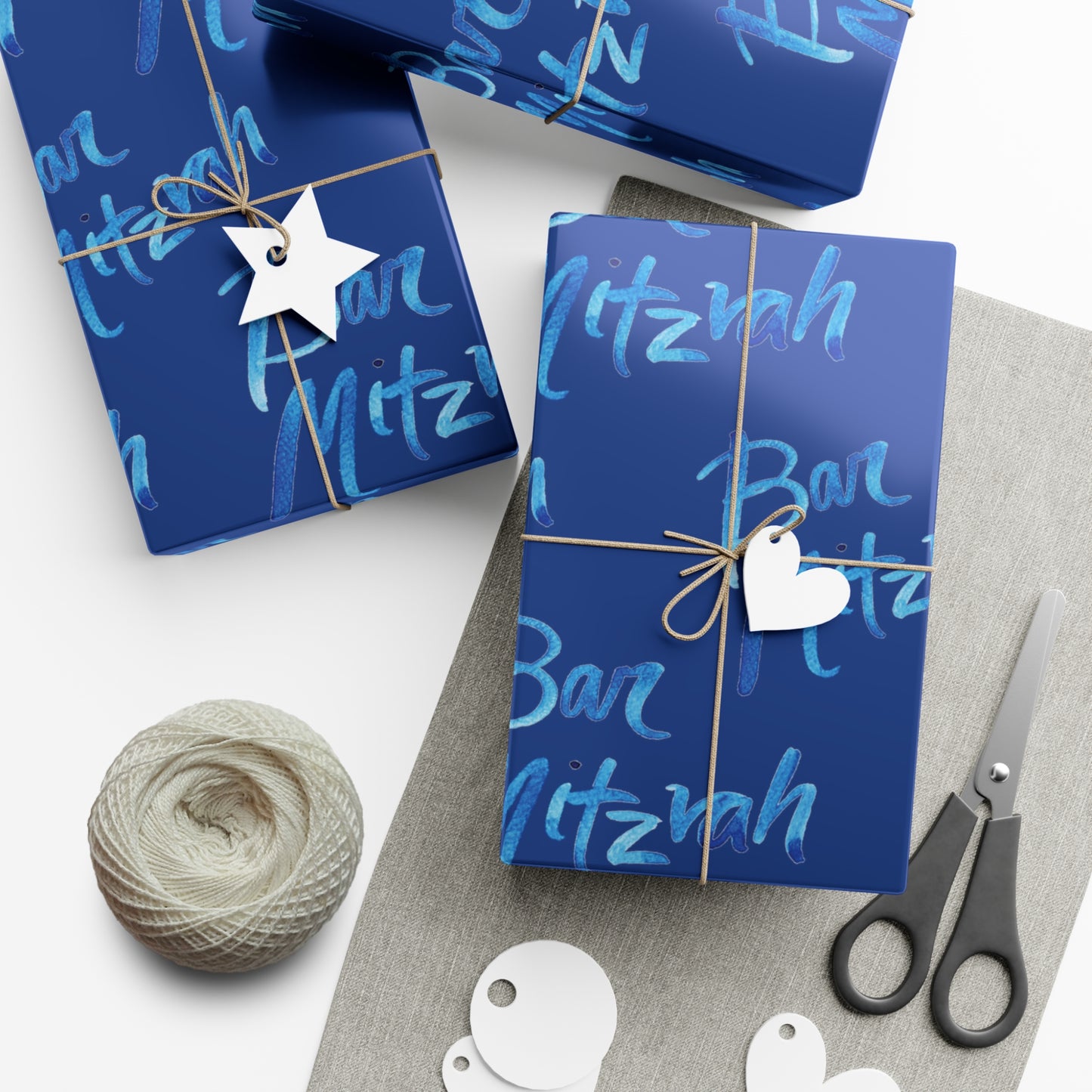 Ben Bright Blue Bar Mitzvah on Blue Gift Wrap Papers