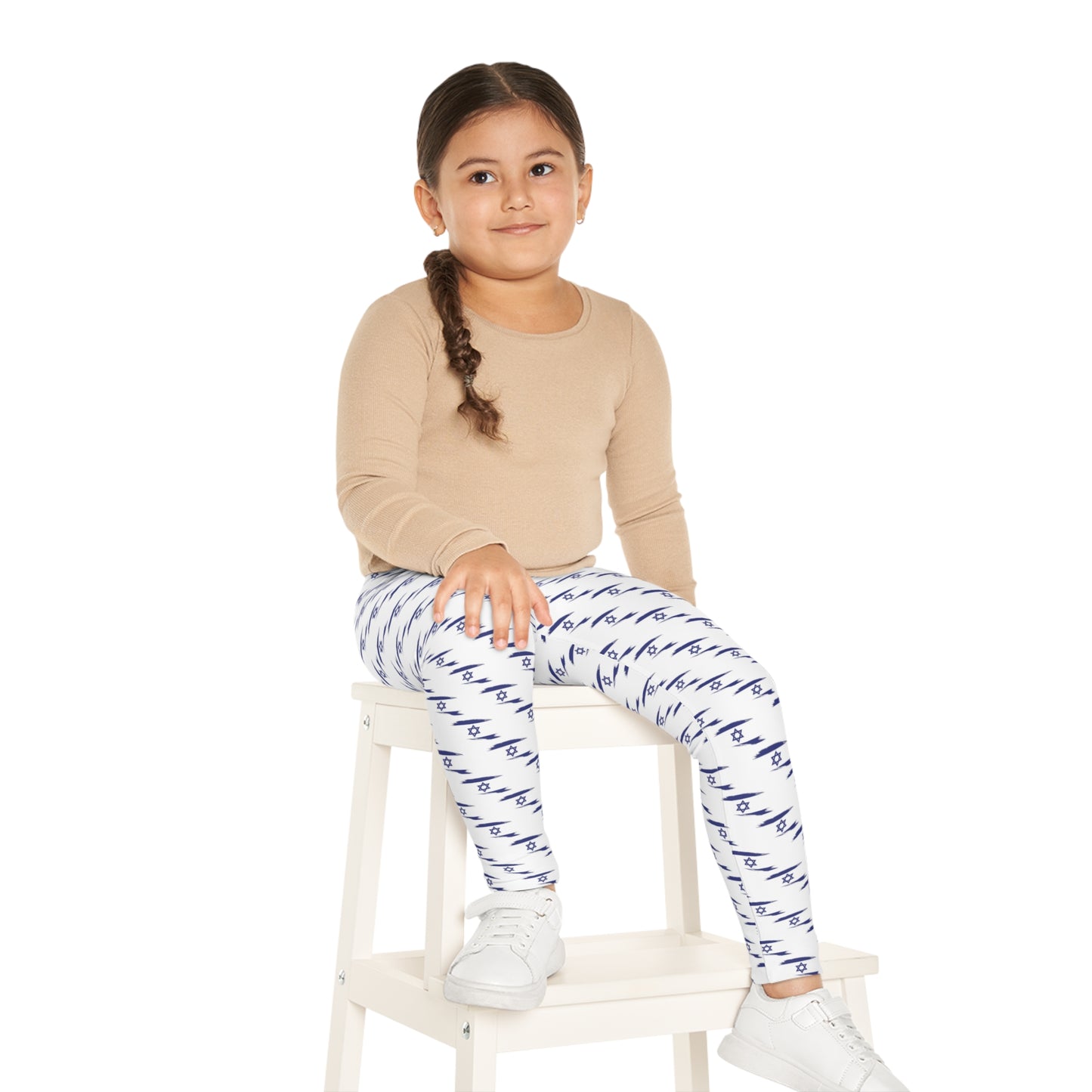 Ilay Israel Flag Pattern on White Kids Leggings