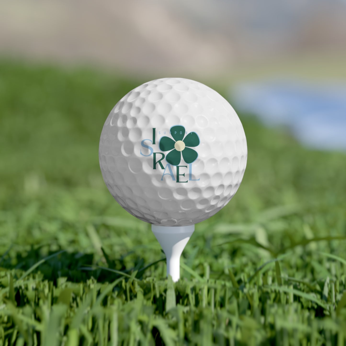 Isa Emerald & Blue Support Israel Flower Golf Balls, 6pcs