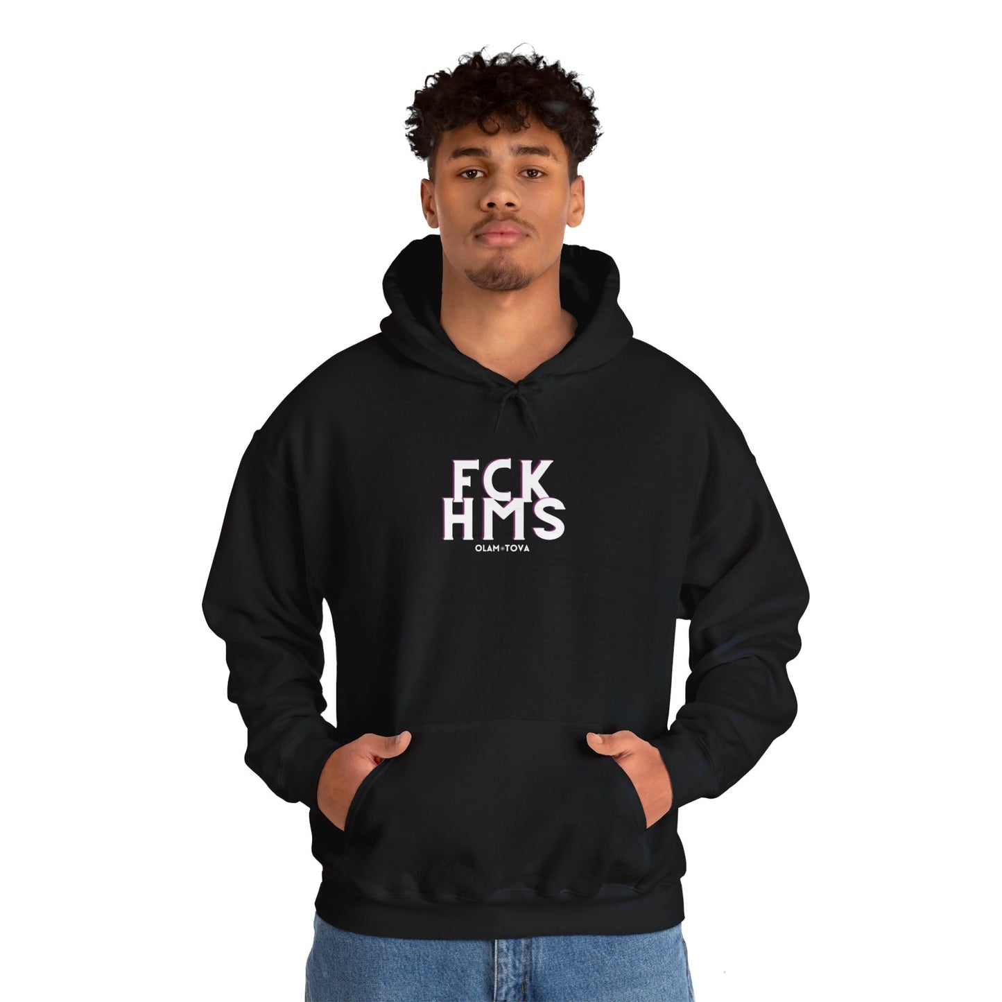 FCK HMS White & Pink Unisex Heavy Blend™ Hooded Sweatshirt