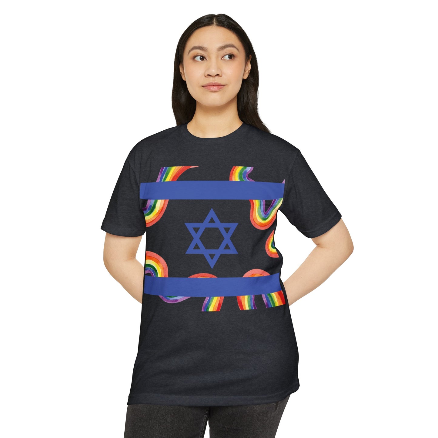 Rainbow Pride Squiggle Israel Flag CVC Jersey T-shirt