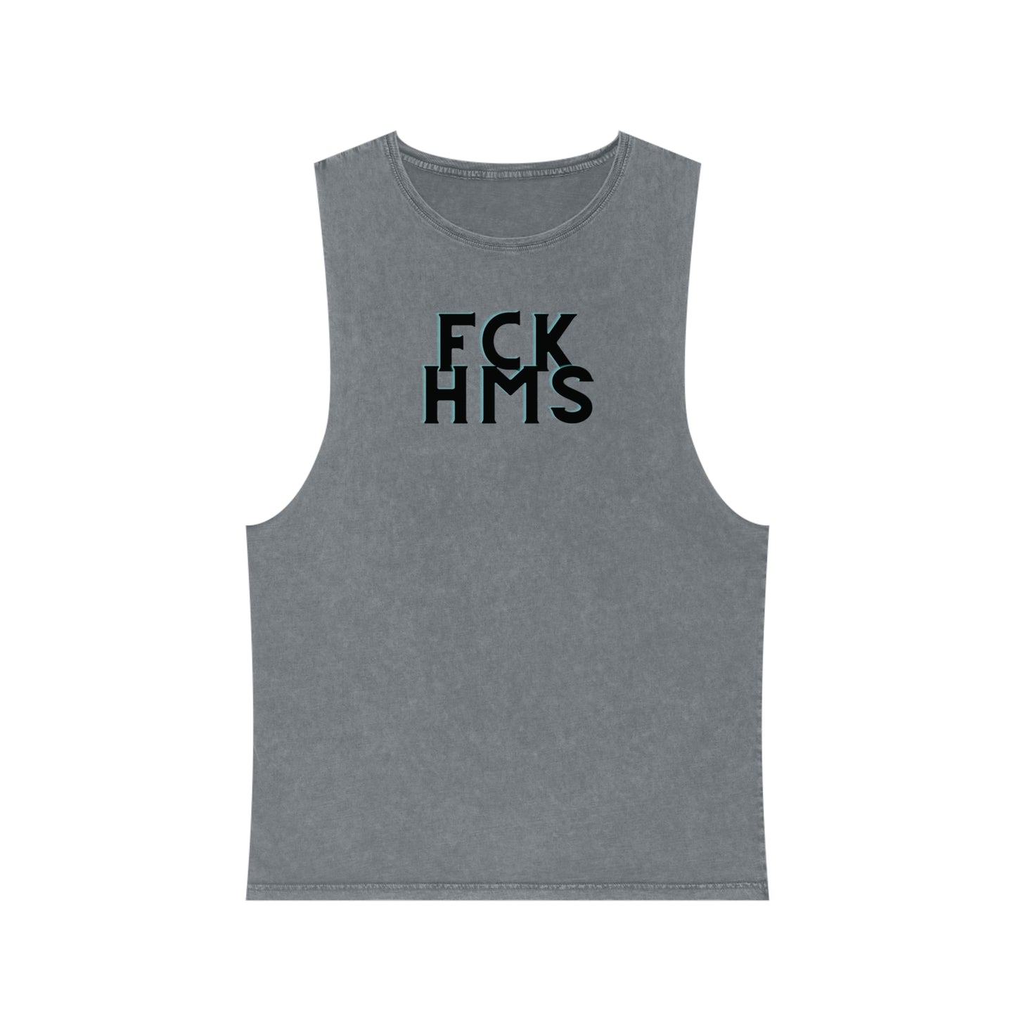 FCK HMS Black & Teal Unisex Stonewash Tank Top