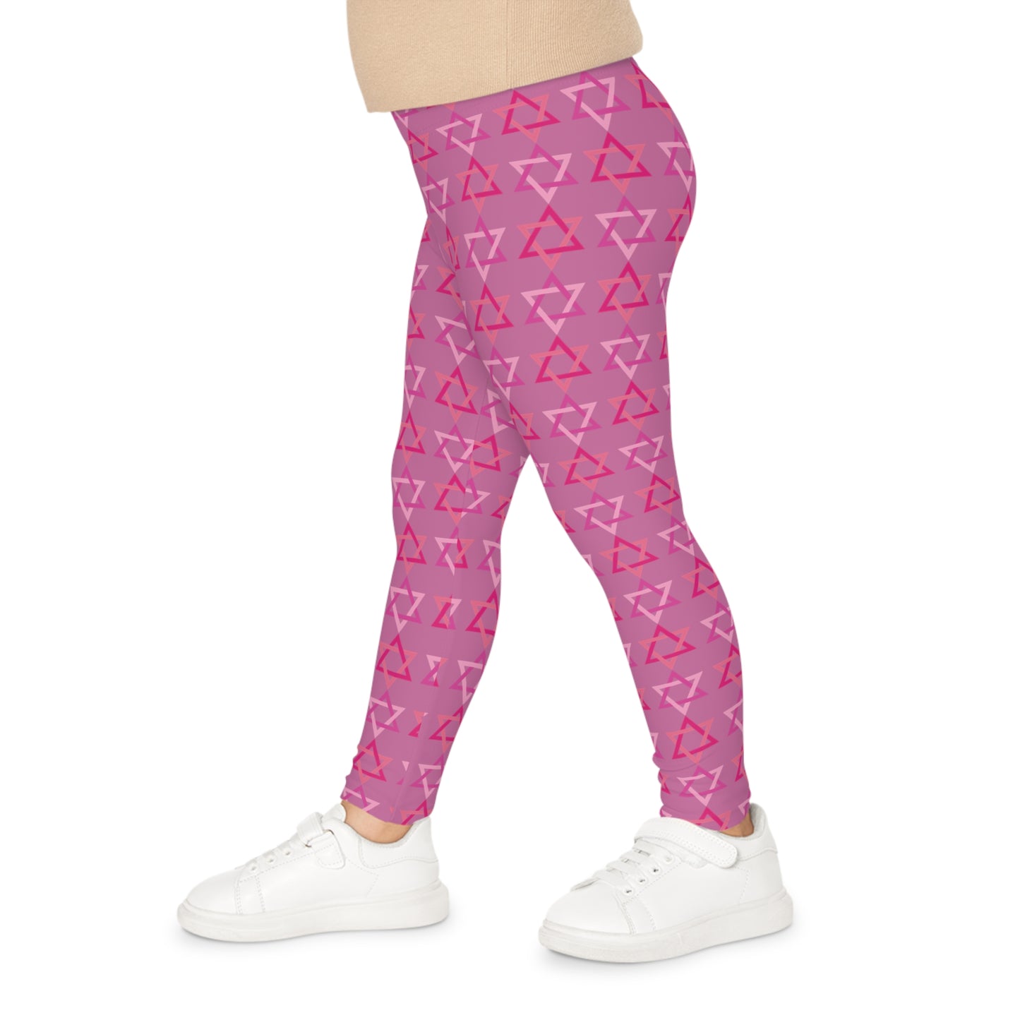 David Pinks Magan David Pattern on Pink Kids Leggings