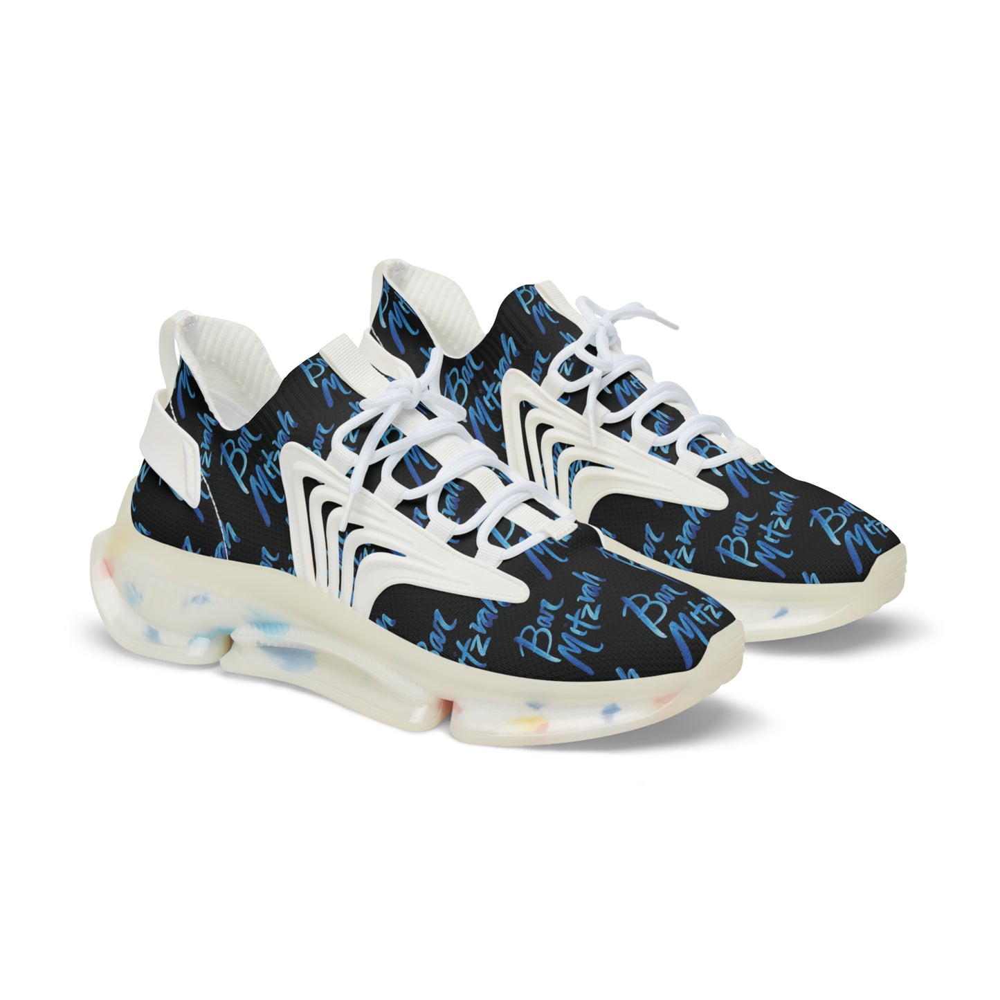 Ben Bright Blue Bar Mitzvah Pattern Men's Mesh Sneakers