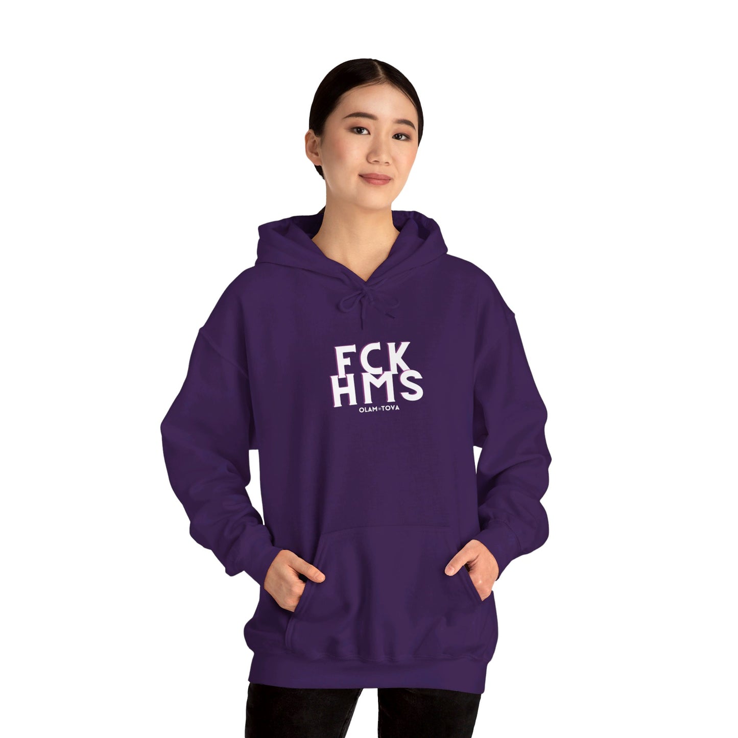 FCK HMS White & Pink Unisex Heavy Blend™ Hooded Sweatshirt