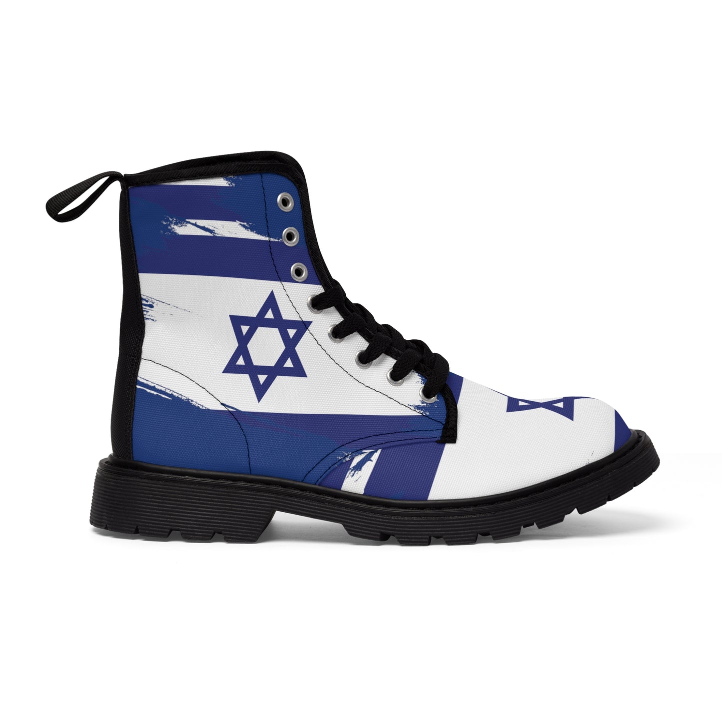 Ilay Larger Israel Flag Pattern on Blue Women's Canvas Boots