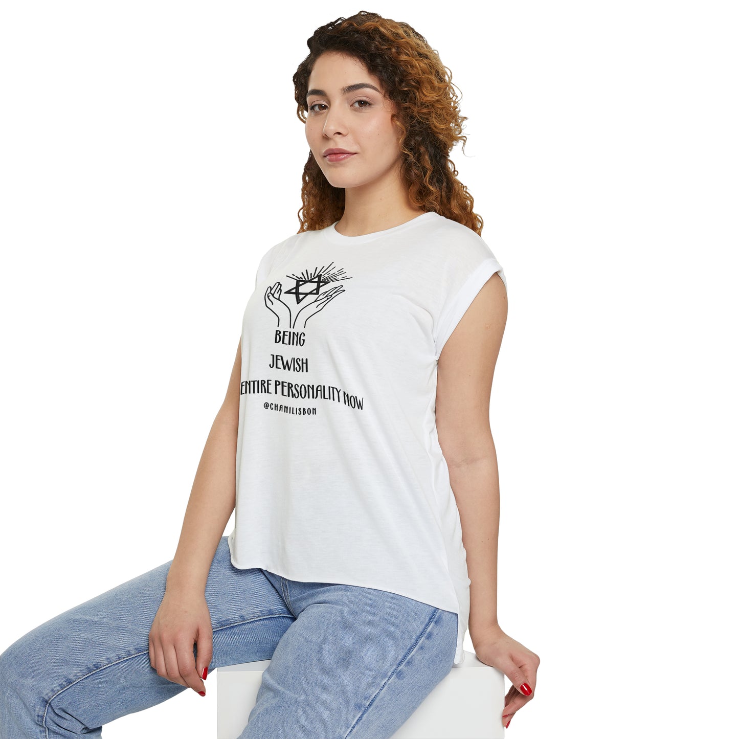 Chani Libson Jewish Personality Quote Design A Women’s Flowy Rolled Cuffs Muscle Tee