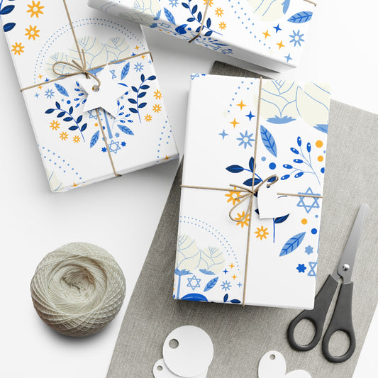 Blue & White Israel Pattern Gift Wrap Papers