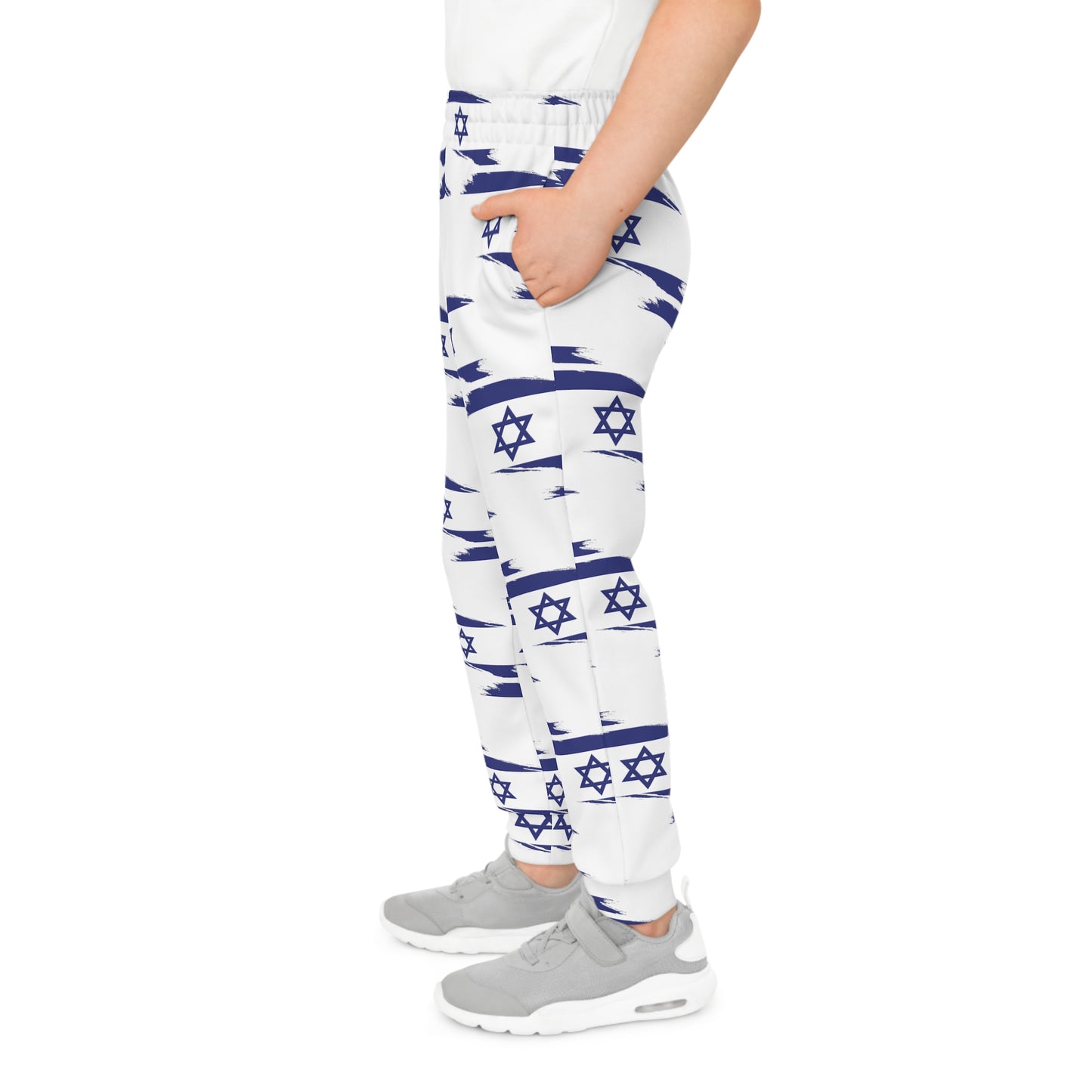 Ilay Larger Israel Flag Pattern on White Youth Joggers