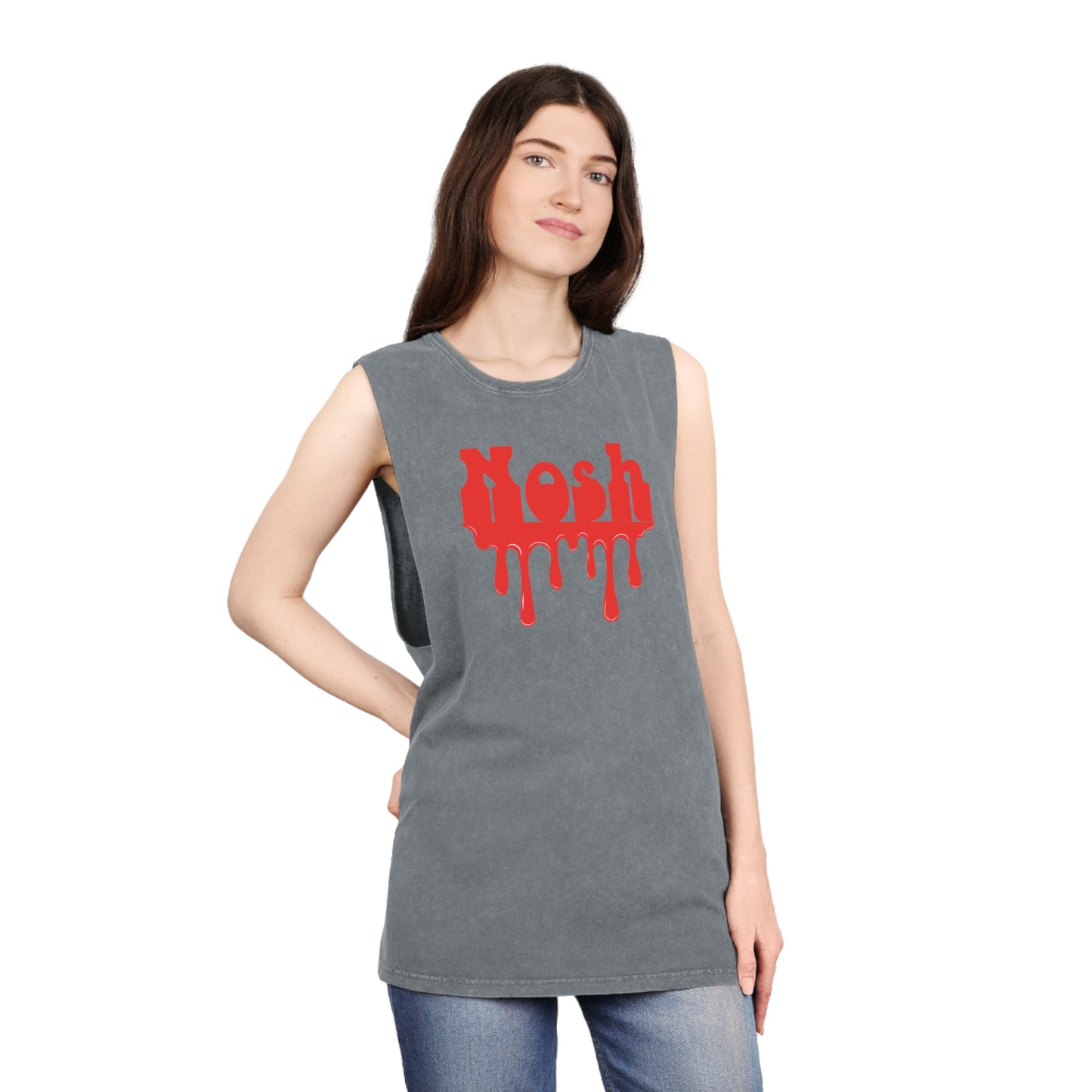 Red Dripping Nosh Unisex Stonewash Tank Top