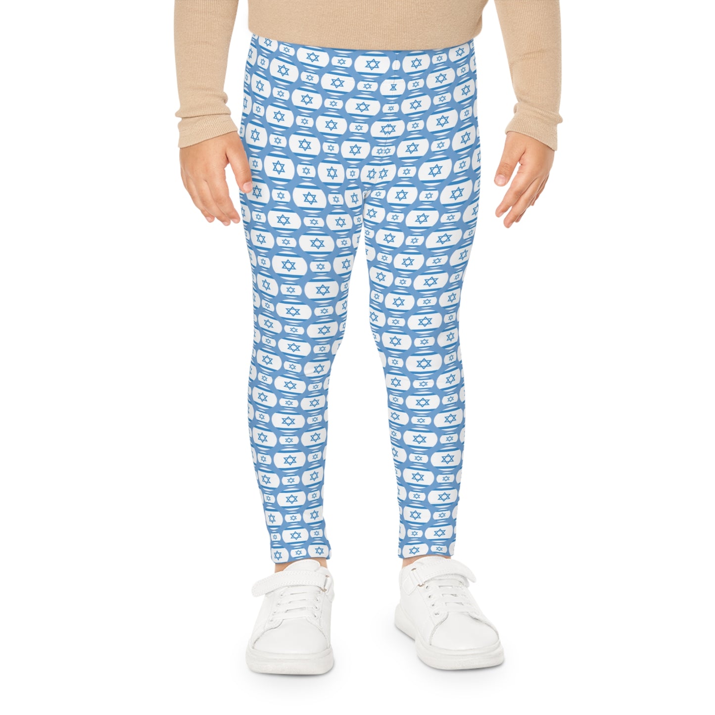 Ilan Israel Flag Pattern on Light Blue Kids Leggings