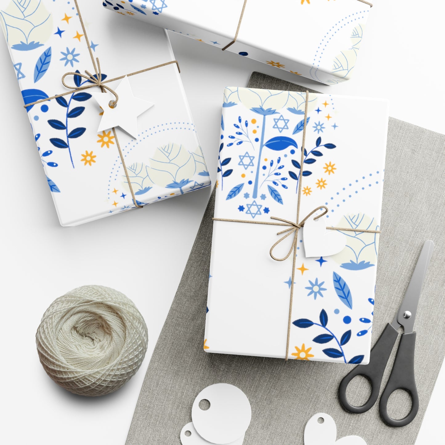 Blue & White Israel Pattern Gift Wrap Papers