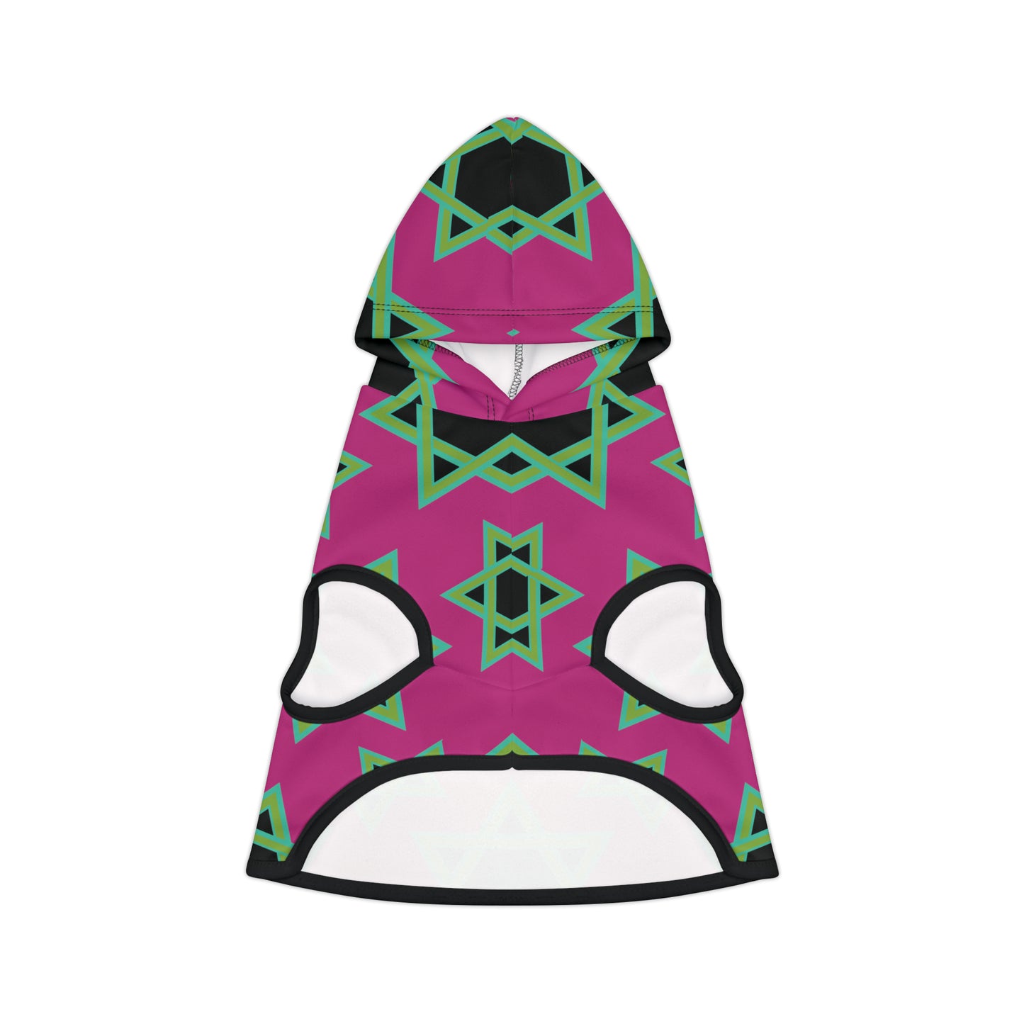 Magan Green David Pattern on Hot Pink Pet Hoodie