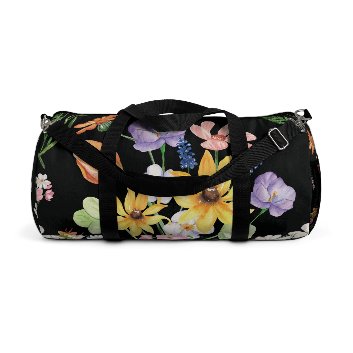 Yvonne Floral Pattern on Black Duffel Bag