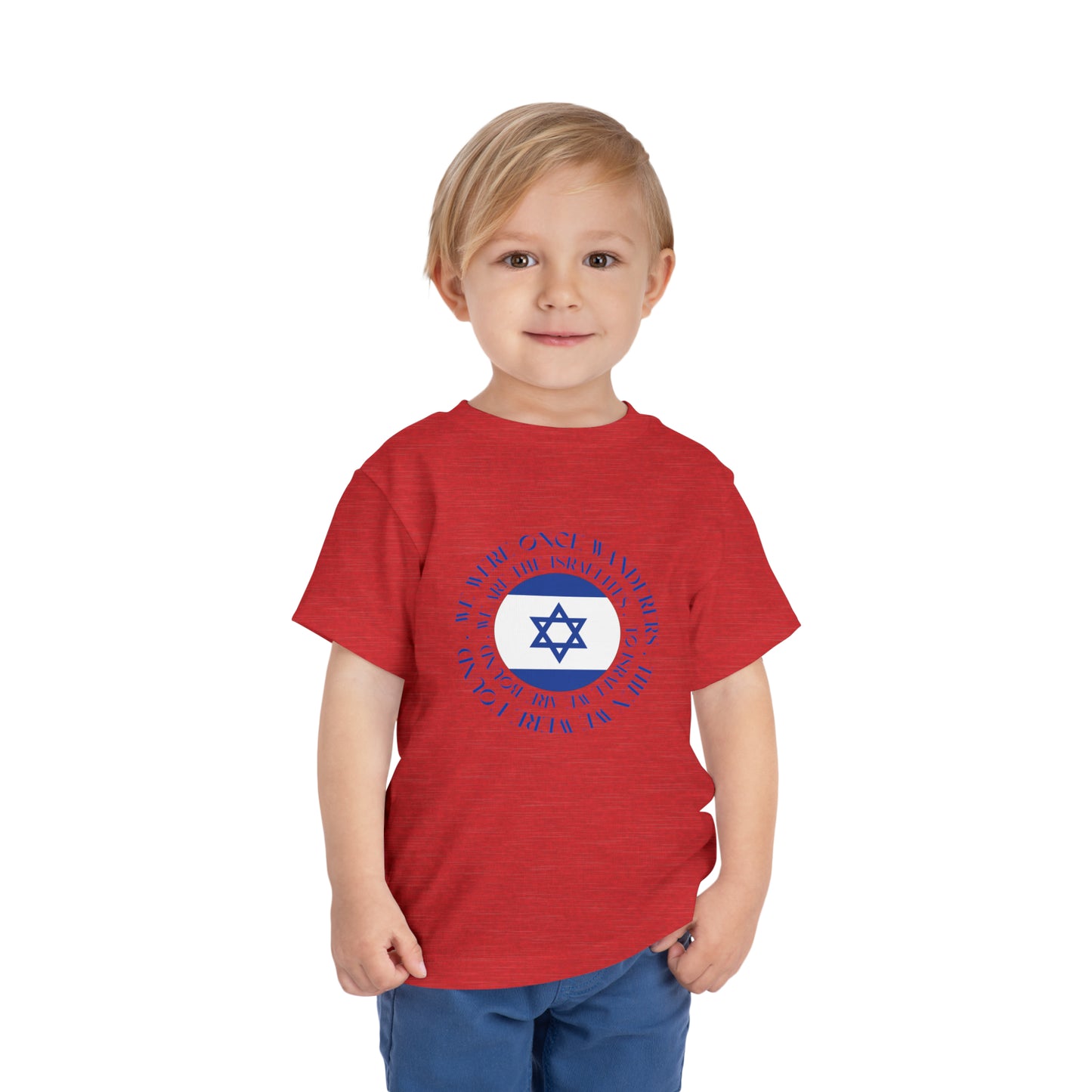 We Were Once Wanderers Israel Blue & White Toddler Short Sleeve Tee