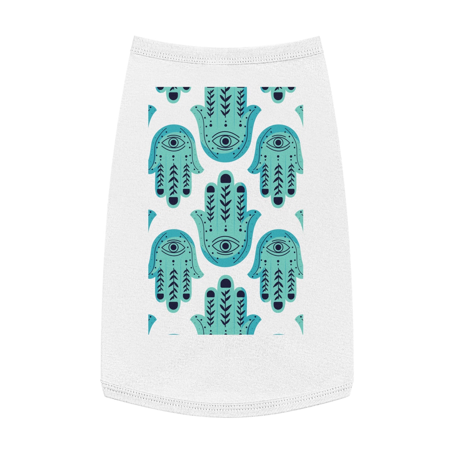 Hannah Bright Turquoise Hamsa Pattern Pet Tank Top