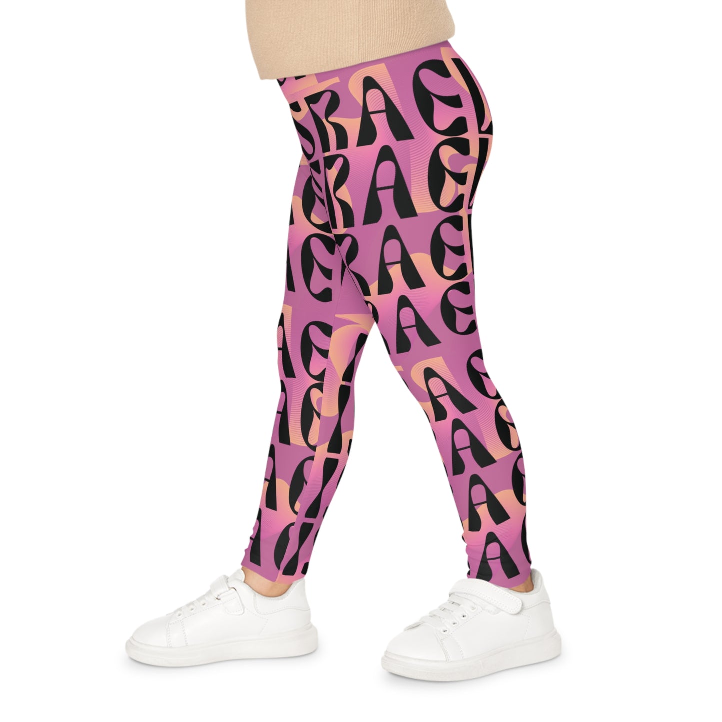 Flow & Squiggle Israel Pink & Coral on Pink Kids Leggings