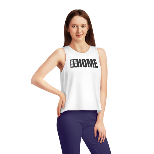 Bring Them HOME Tall Black & White Logo Women's Dancer Cropped Tank Top