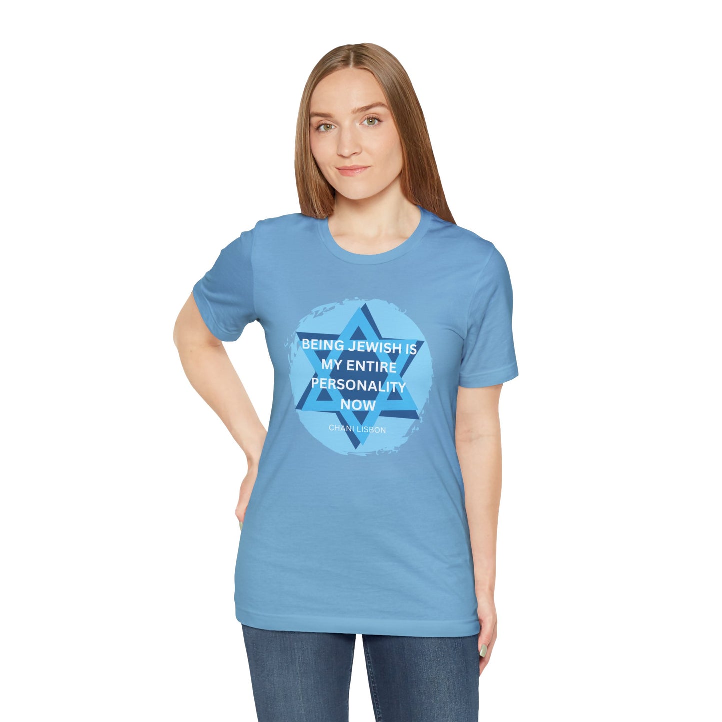 Chani Libson Jewish Personality Quote Design G Blue Unisex Jersey Short Sleeve Tee