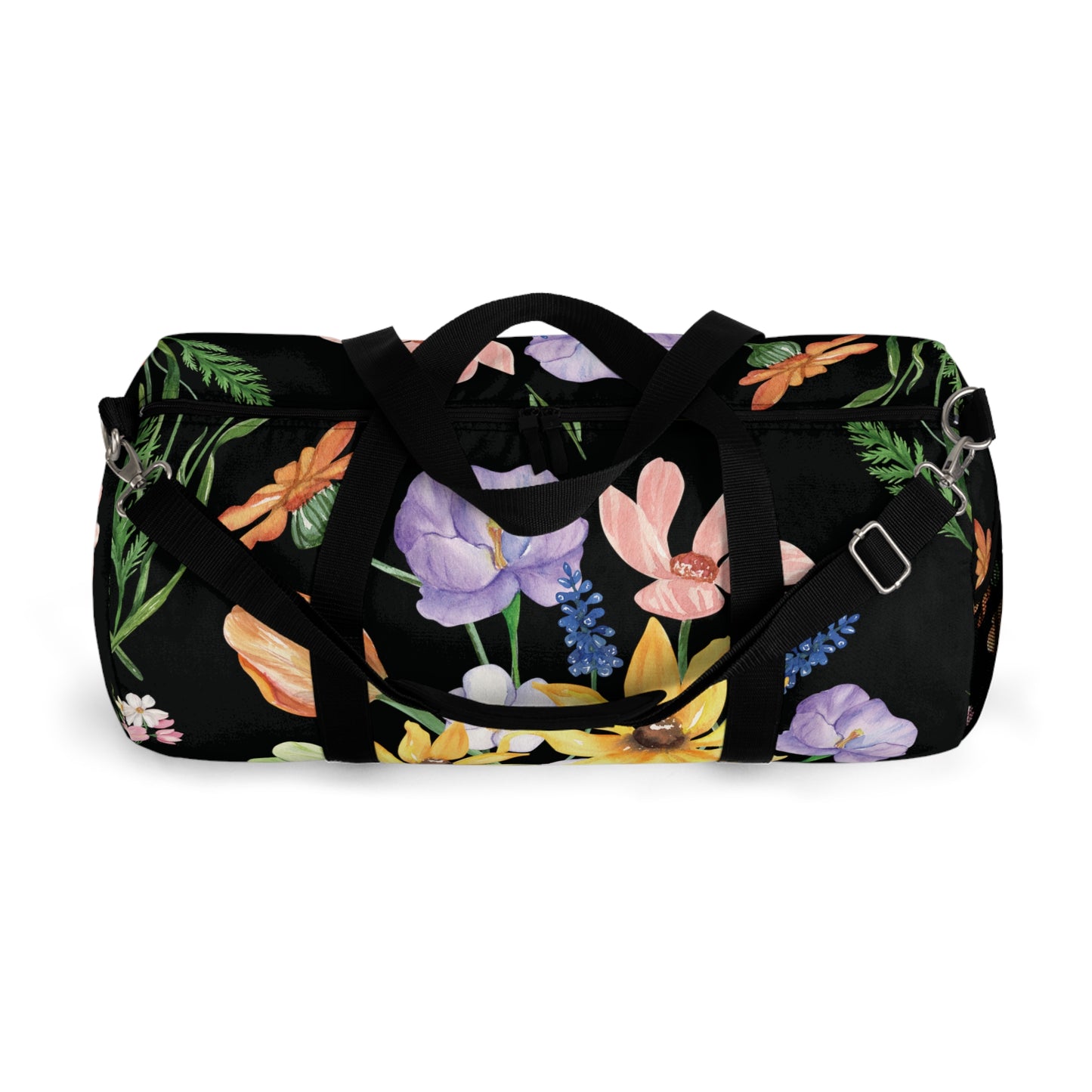 Yvonne Floral Pattern on Black Duffel Bag