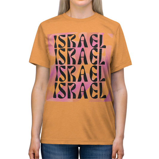 Flow & Squiggle Israel Pink & Coral Square Unisex Triblend Tee