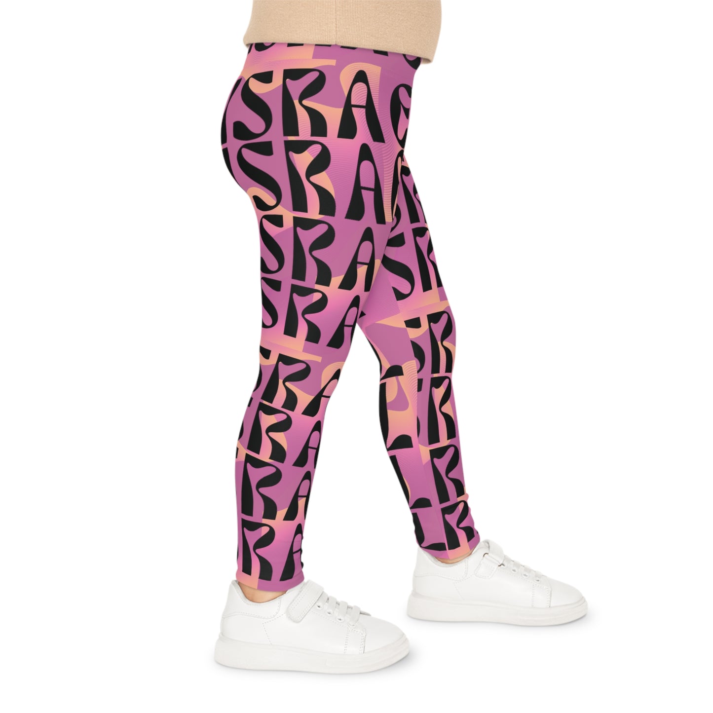 Flow & Squiggle Israel Pink & Coral on Pink Kids Leggings