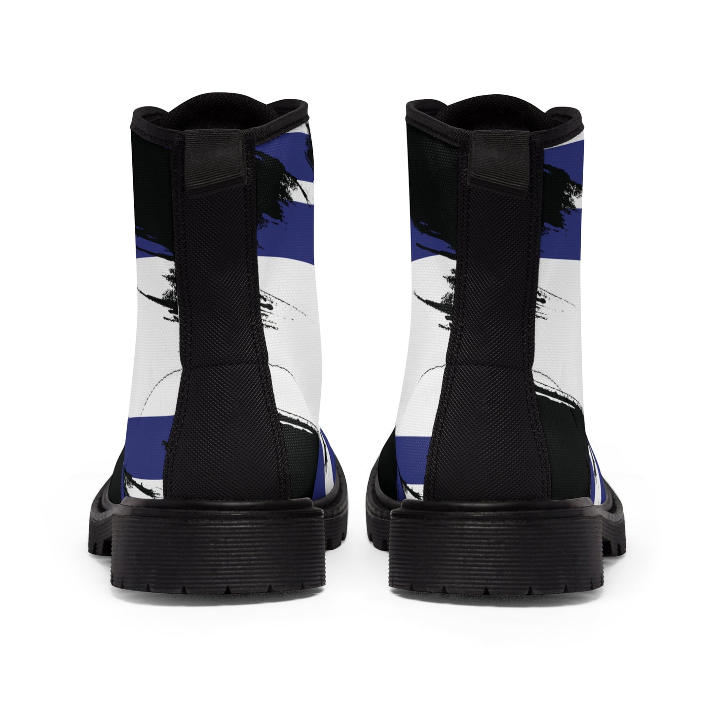 Ilay Larger Israel Flag Pattern on Black Women's Canvas Boots