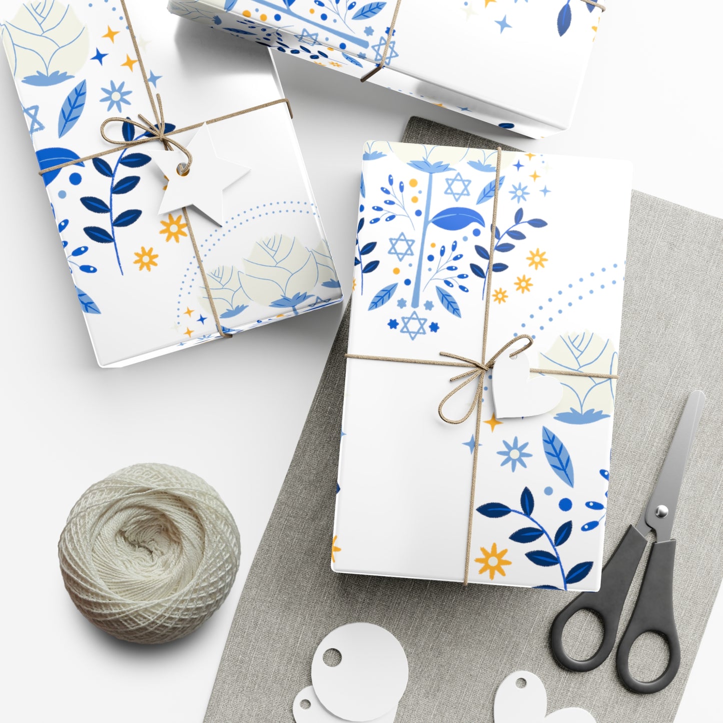 Blue & White Israel Pattern Gift Wrap Papers